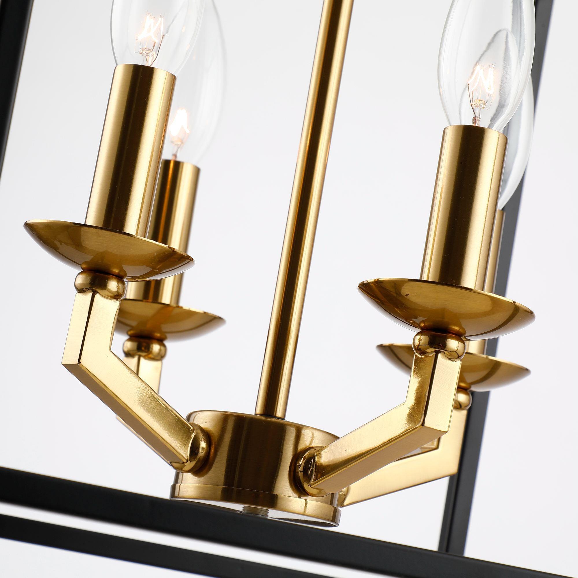 Haymarket 4-Light Matte Black and Gold Cage Chandelier - Modern Farmhouse Lighting Fixture for Dining Room, Bedroom, or Entryway