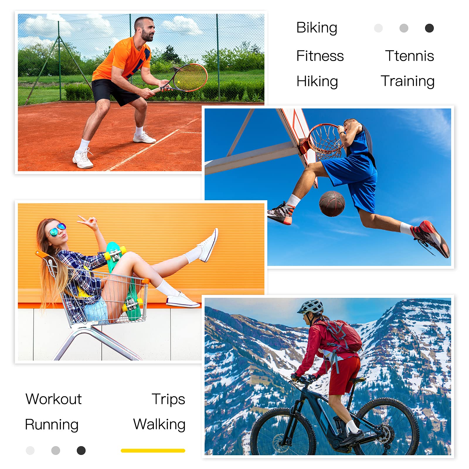 Felicigeely Athletic Running Socks - 6 Pairs of Cushioned Performance Crew Socks for Men & Women | Breathable & Comfortable for Sports, Gym, Hiking & Daily Wear