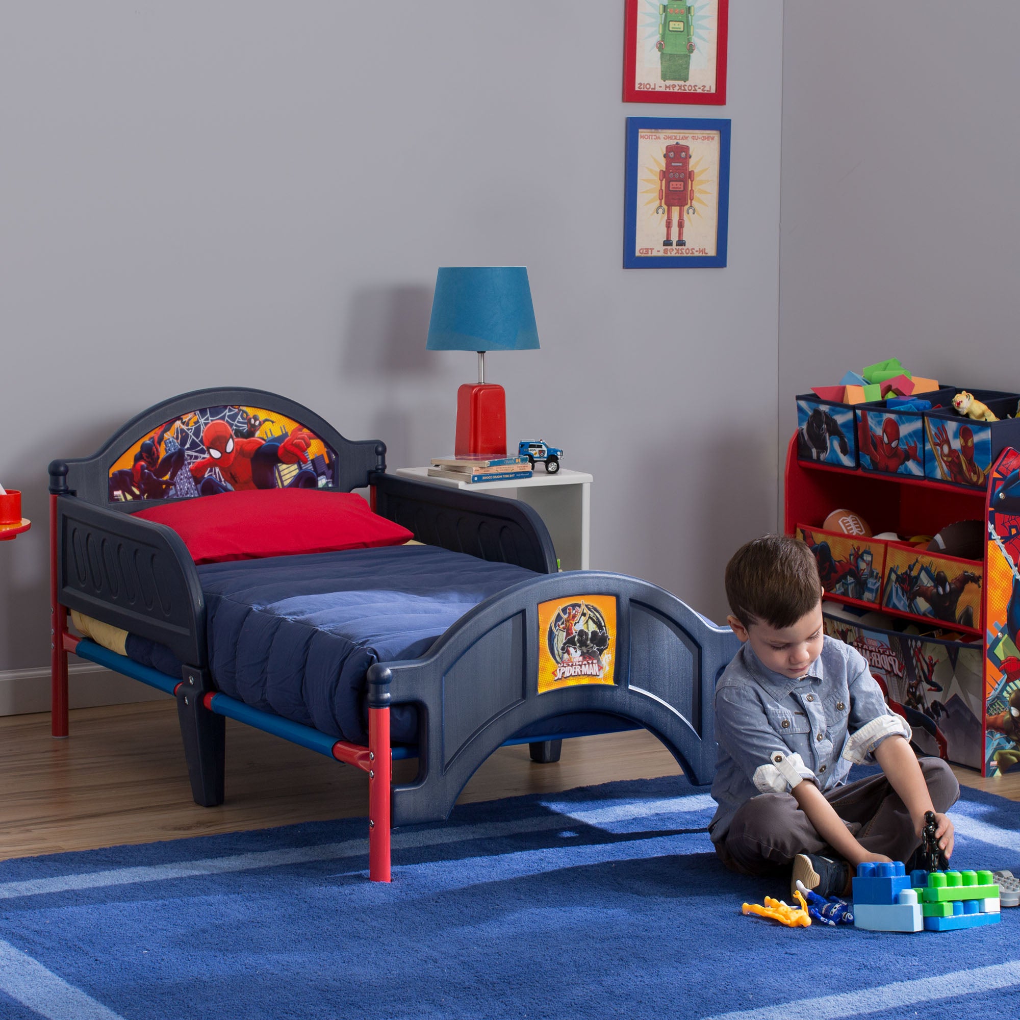 Spider-Man Themed Plastic Toddler Bed for Kids - Superhero Nursery Furniture for Boys & Girls - Perfect for Bedrooms, Daycares, and Playrooms