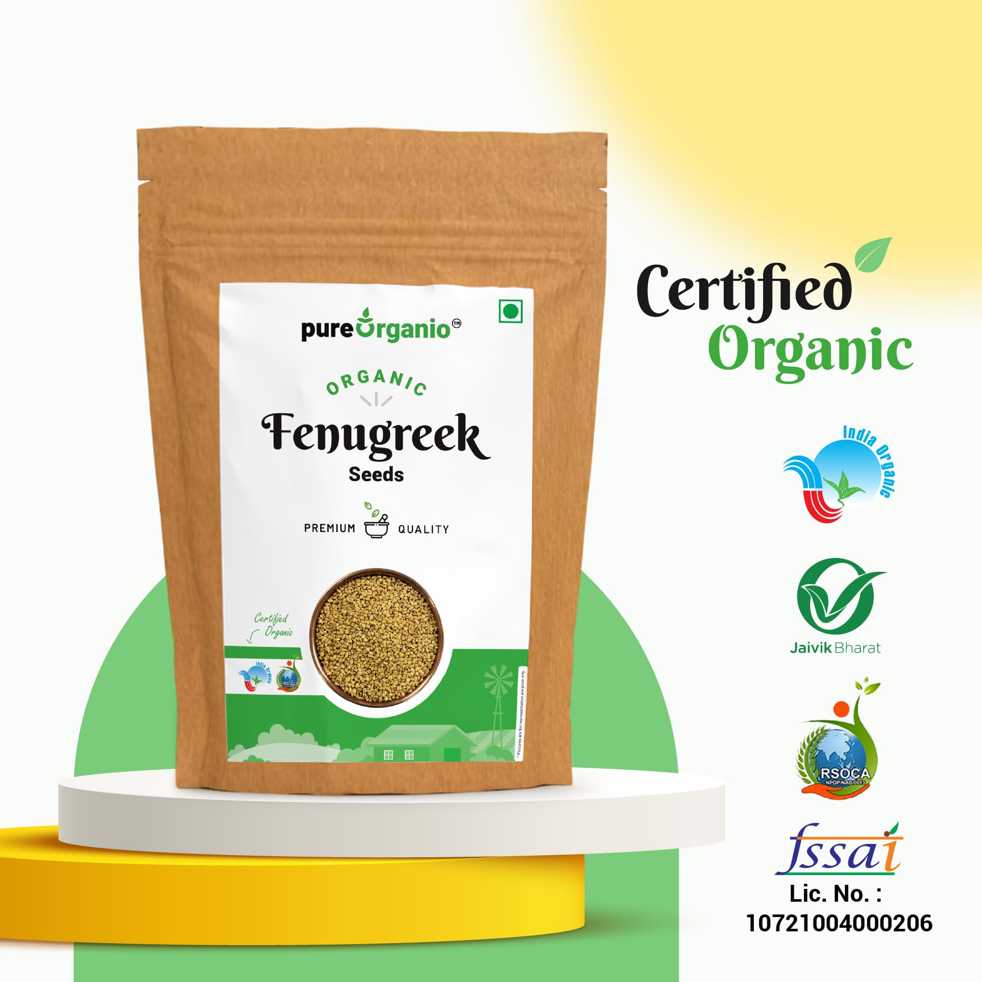 Organic Fenugreek Seeds (Methi Dana) - 350g | Pure Organio | USDA Certified | for Cooking, Tea & Ayurvedic Remedies