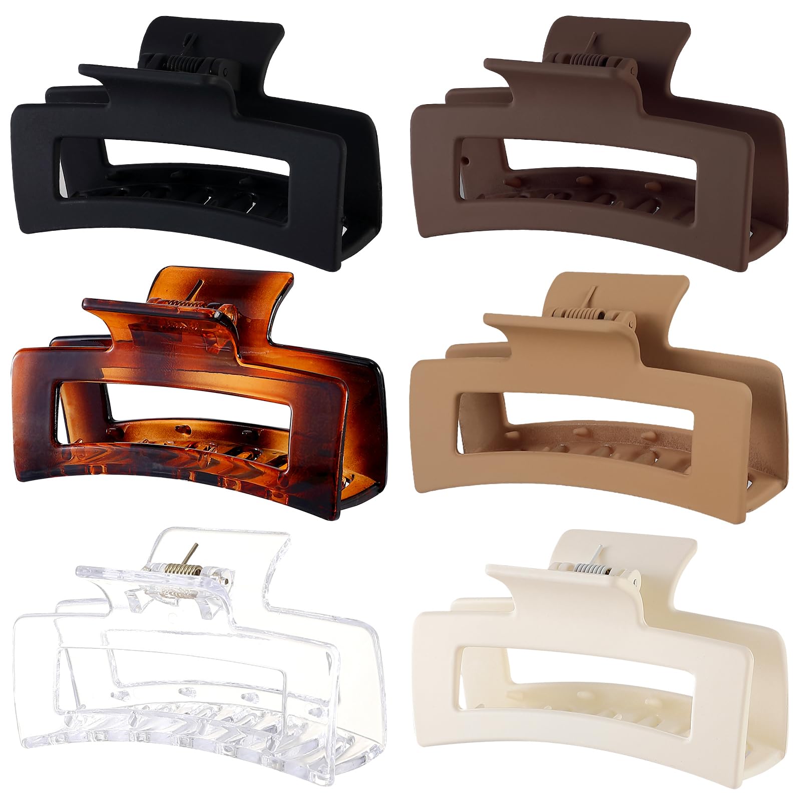 3.5 Inch Hair Claw Clips 6 Pack for Women - Amber Hair Accessories for Styling