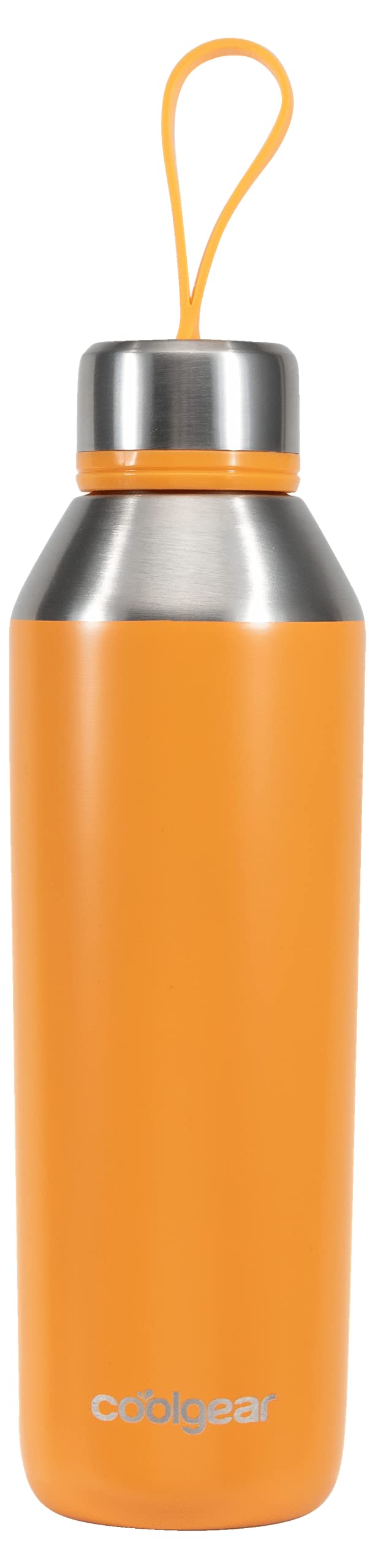 Cool Gear Stainless Steel Double Walled Vacuum Insulated Tyler Water Bottle 17oz (2 Pack) - Blue & Orange, Leak Proof Threaded Loop Lid for Gym, Hiking & Outdoor Activities