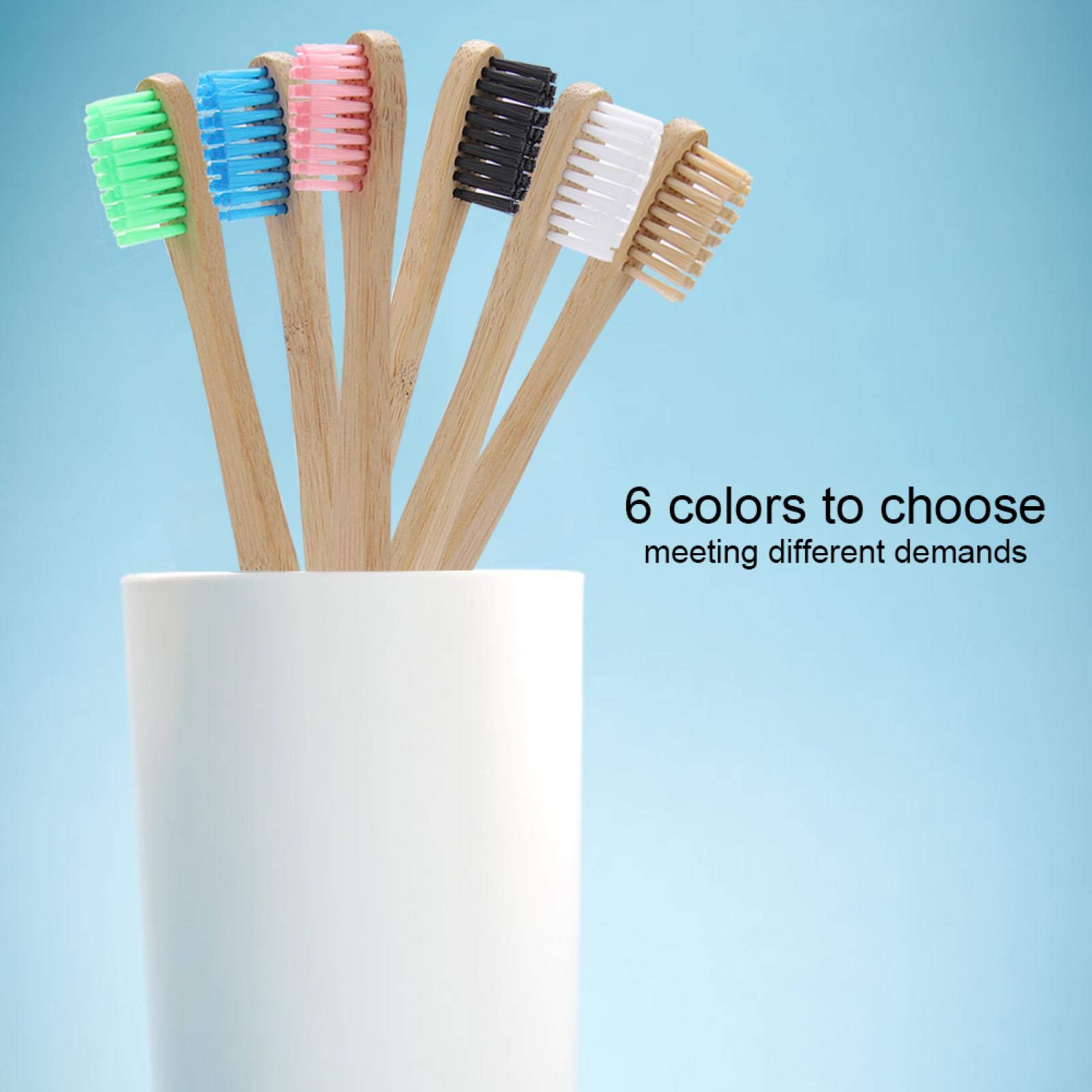 Haofy Bamboo Toothbrush - Eco-Friendly Natural Toothbrush with Soft Bristles for Sensitive Teeth (Blue) | Biodegradable & Sustainable Oral Care for Home, Travel & Zero Waste Lifestyle