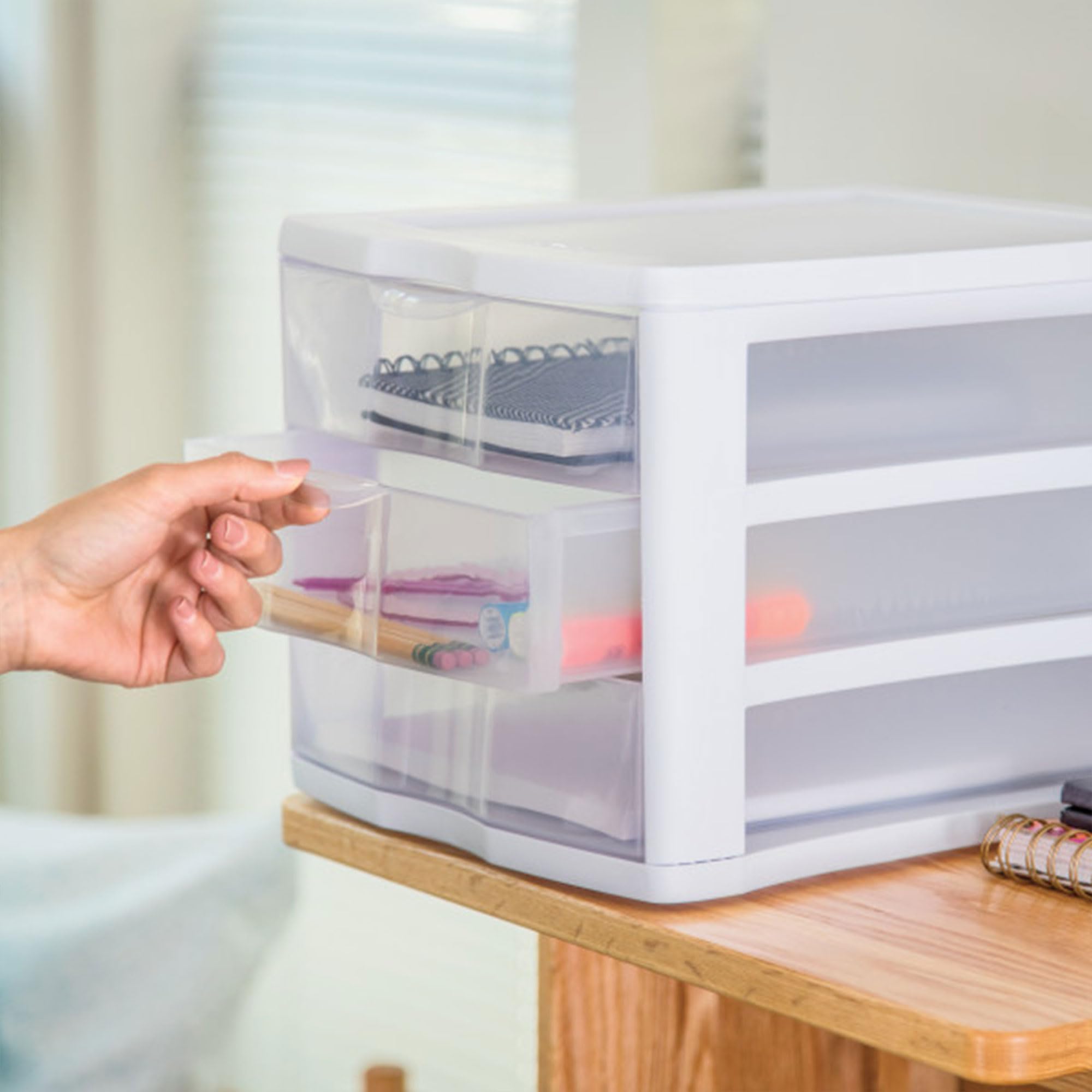 Sterilite ClearView Compact Stacking 3 Drawer Storage Organizer - 16 Pack for Craft Supplies, Home Office, Dorm Room & Closet Organization | Space-Saving Solution for Small Spaces & DIY Projects