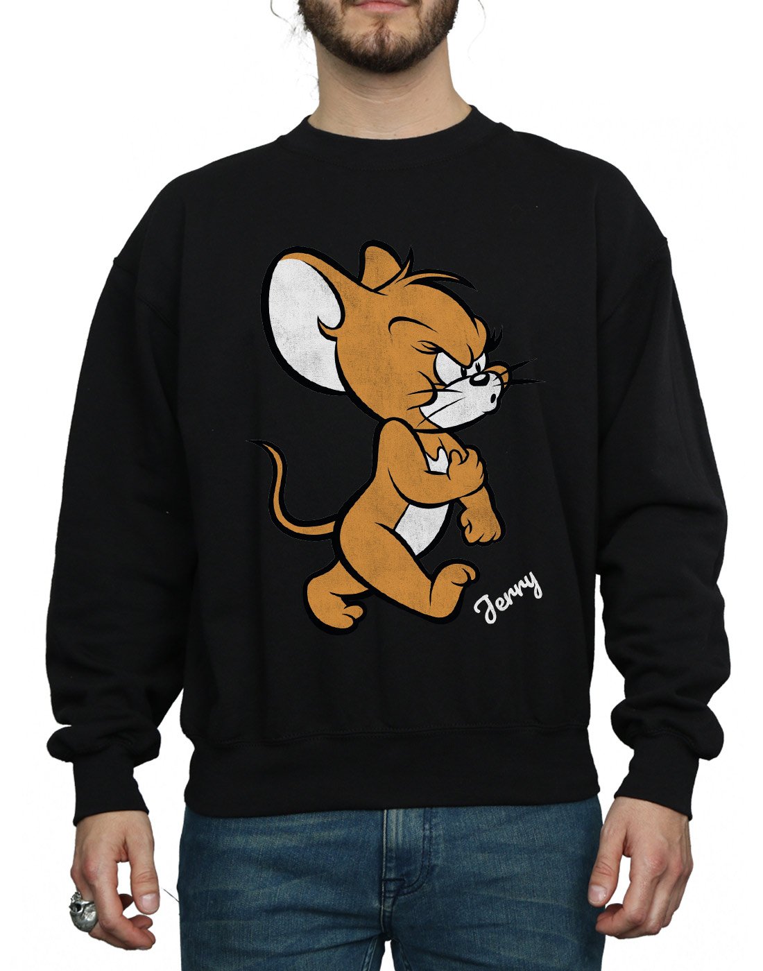 Tom and Jerry Men's Angry Mouse Graphic Hoodie - Black, Medium Size - Casual Streetwear for Cartoon Fans, Gifts & Everyday Comfort