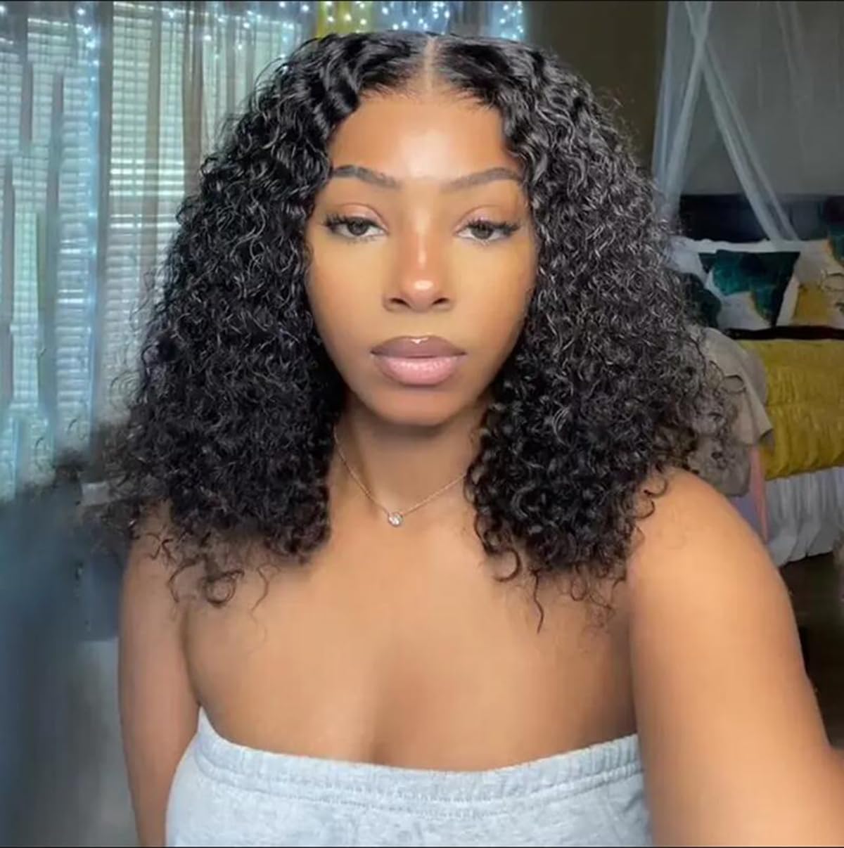 ISEE Glueless Bob Wigs 10 Inch Human Hair - Pre Plucked Water Wave Lace Front Wigs with Transparent Lace Closure | No Glue Needed, Natural Black | Perfect for Daily Wear, Parties & Special Occasions