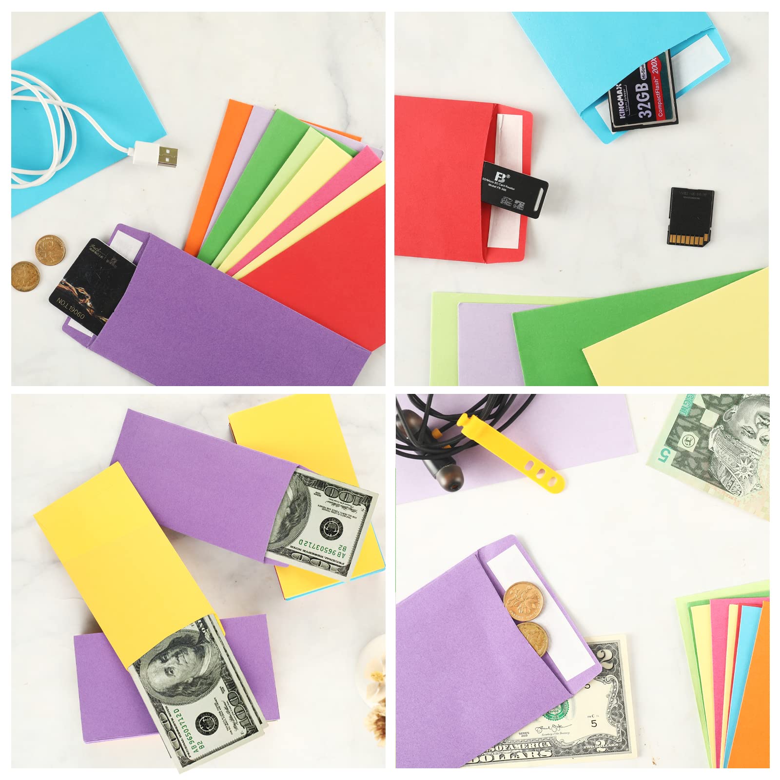 Granhoolm 50 Pack Large Cash Envelopes 3.5 x 6.5 inch - Budgeting & Savings Money Envelopes for Cash, 100 Envelope Challenge, Organize Finances (Multiple Colors) - Perfect for Home Budgeting, Wedding Cards, and Money Gifts