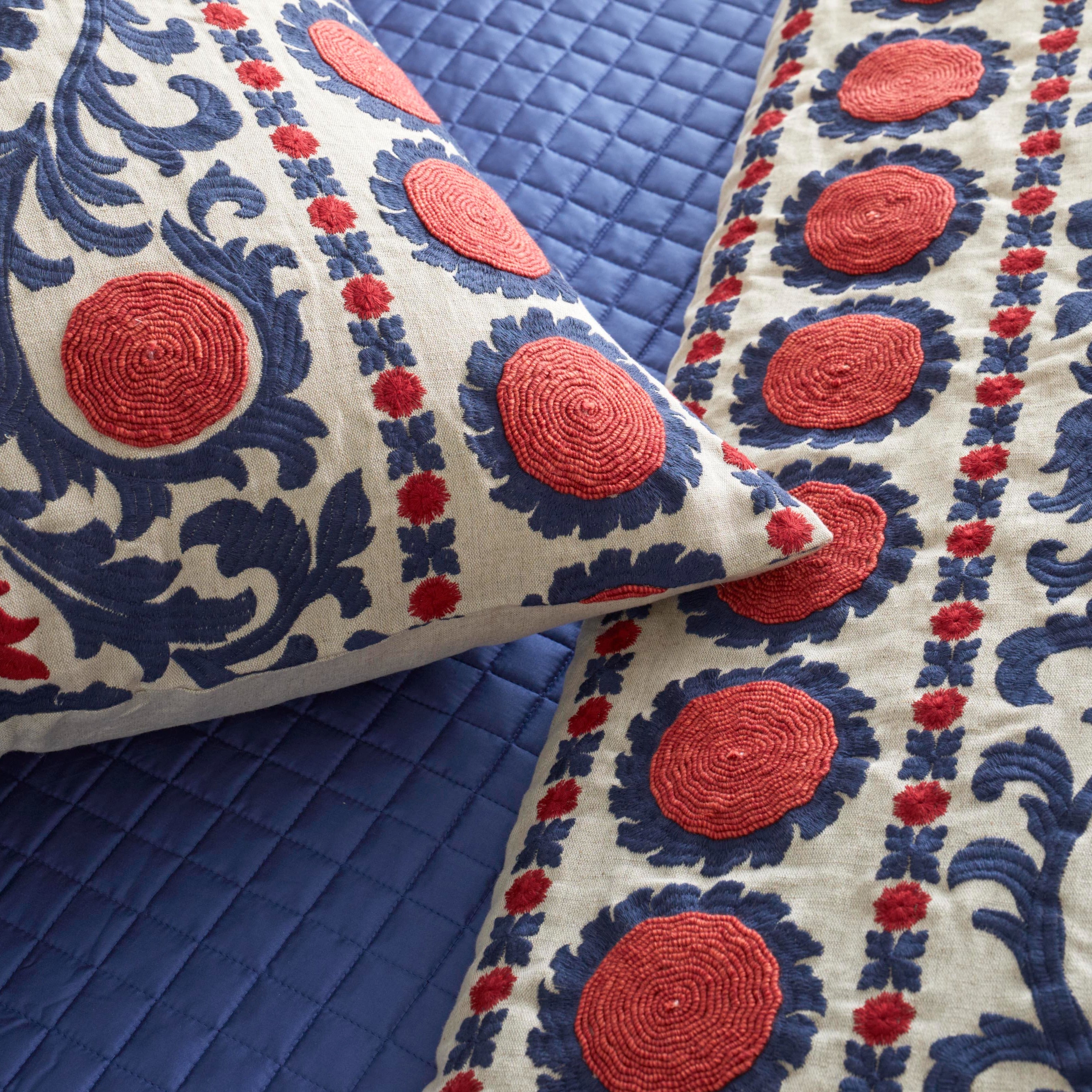 Handmade Suzani Throw Blanket - Boho Chic Cotton Afghan Throw - Perfect for Sofa, Bed, or Outdoor Picnic
