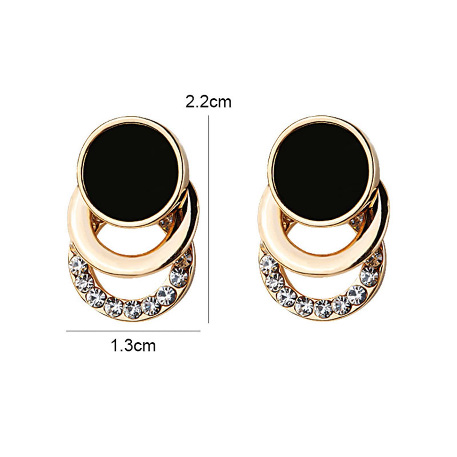 Boho Geometric Hoop Earrings for Women - Gold Crystal Dangle Earrings with Black Dot Studs, Layered Statement Drop Earrings for Wedding, Prom, Party & Everyday Wear