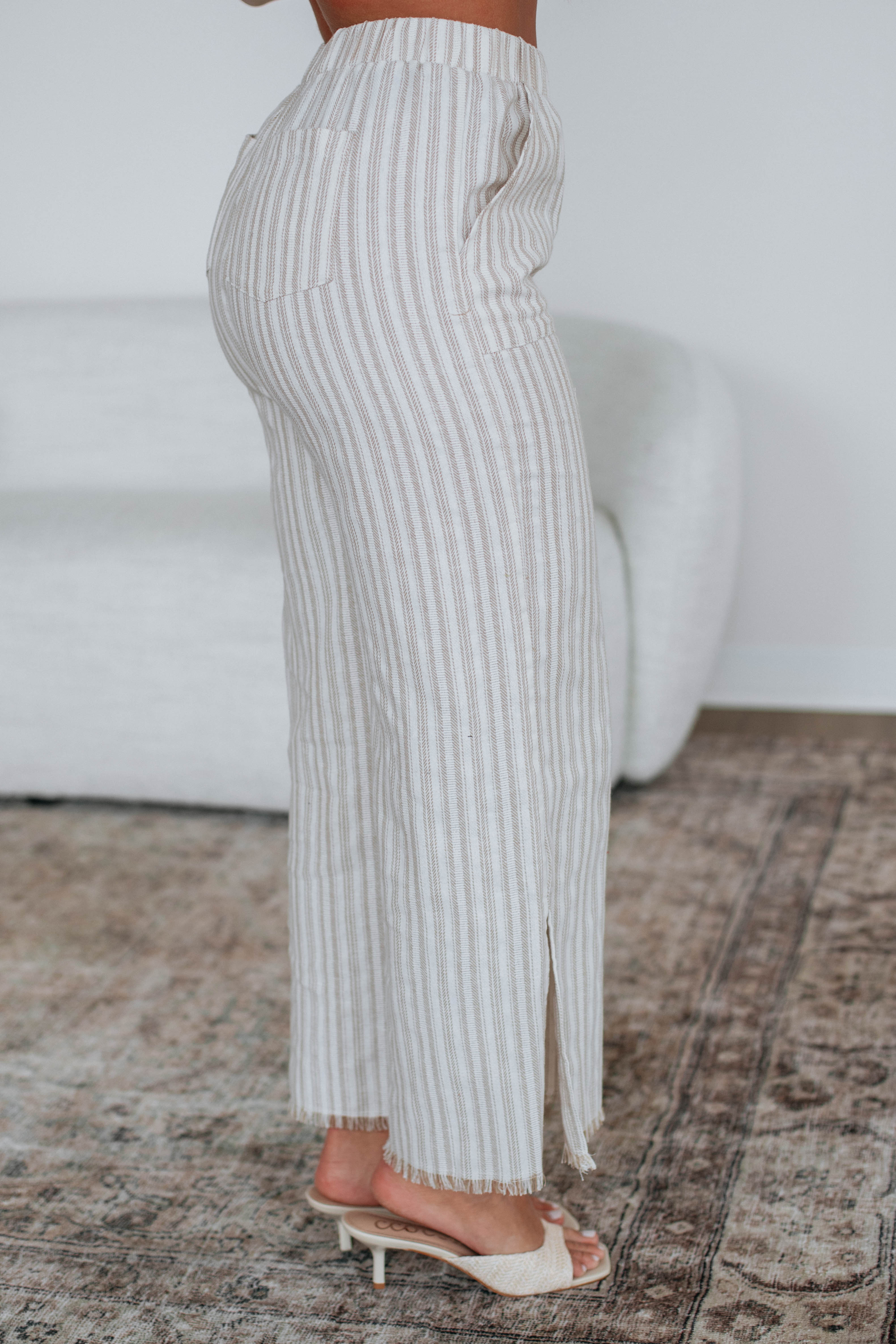 Emmaly Striped Linen Pants for Women - Comfortable Summer Wide Leg Trousers with Elastic Waist | Perfect for Beach, Vacation & Casual Outfits