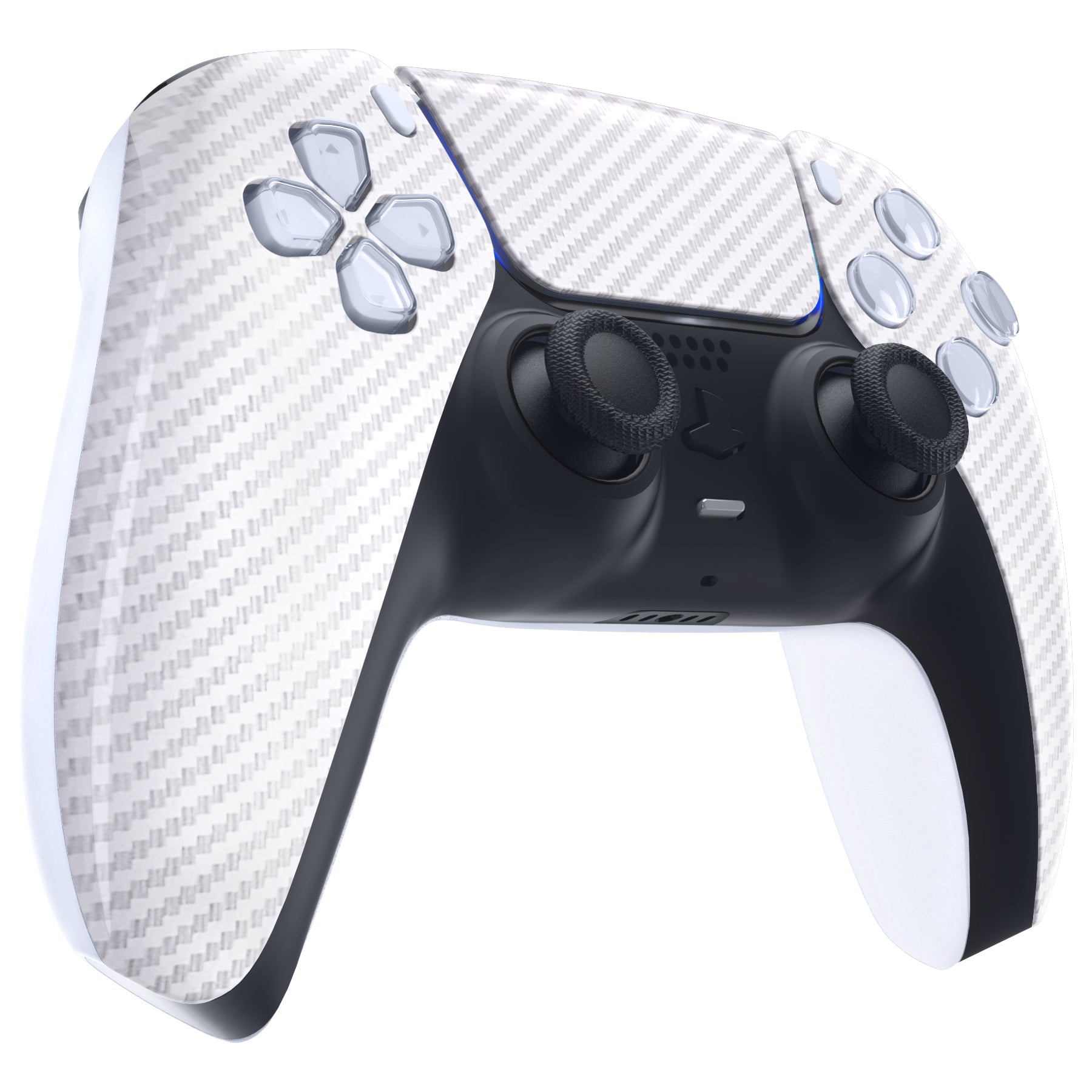 eXtremeRate White Silver Carbon Fiber Front Housing Shell with Touchpad for PS5 Controller BDM-010/020/030/040/050 - DIY Replacement Part for Custom Gaming Setup