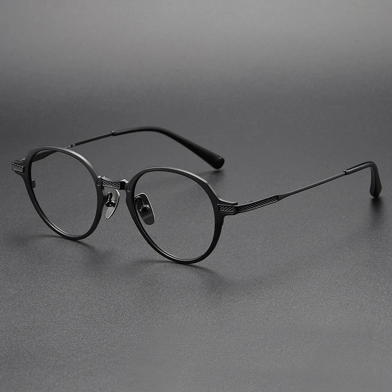 Stylish Unisex Black Titanium Eyeglasses - Oval & Round Full Rim Frames 55426 | Perfect for Work, Reading & Everyday Fashion