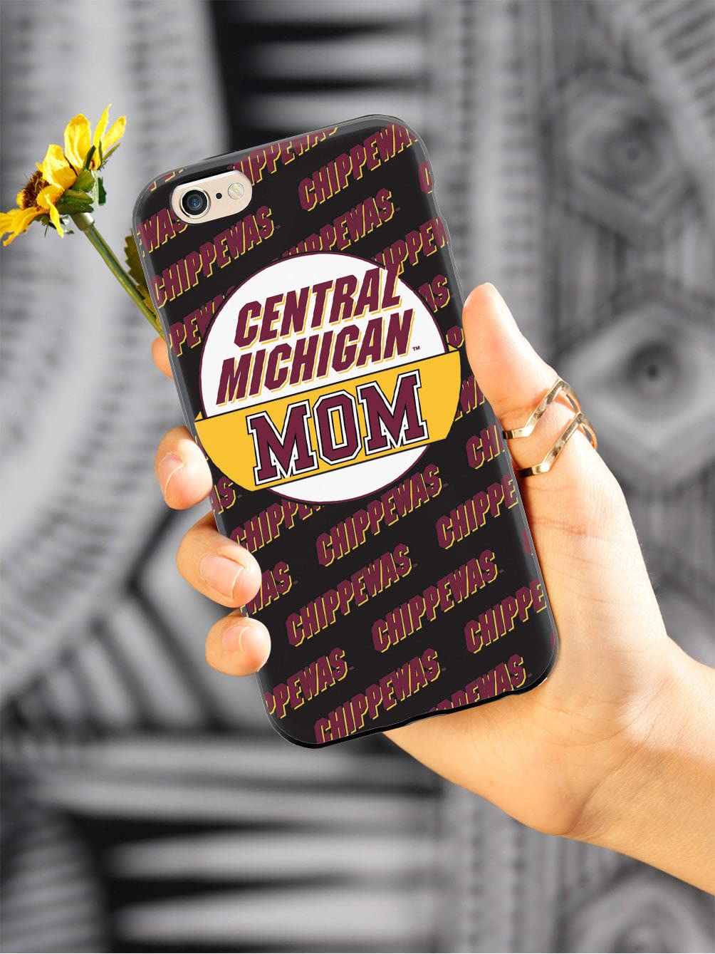 3D Textured iPhone 15 Pro Max Case - Shockproof Rubber Bumper Cover - Protective Phone Case for Apple iPhone 15 Pro Max - Central Michigan Chippewas Design - Perfect Gift for College Moms & Students - Durable Protection for Everyday Use, Work & School