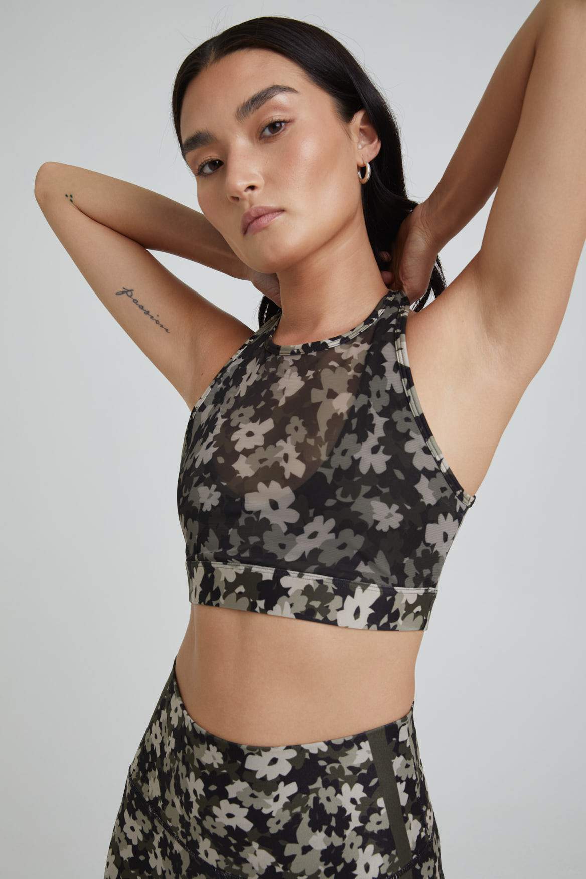 Noa Crossback Bra - Comfortable Supportive Yoga Sports Bra in Botanical Olive Green for Women | Perfect for Yoga, Gym, Running & Activewear