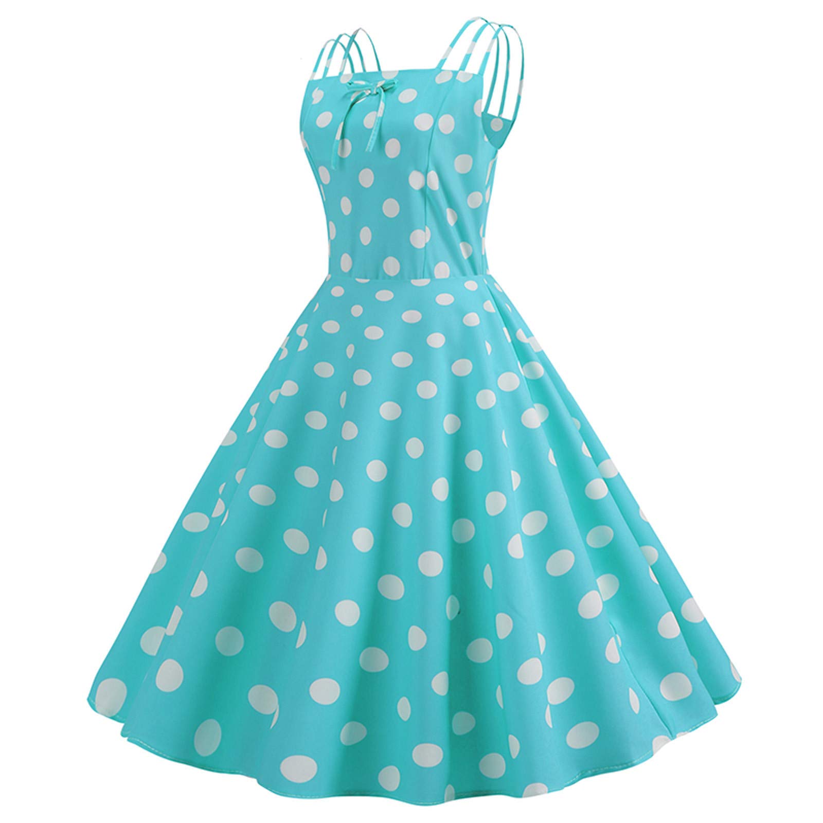 Women's Sleeveless Midi Dress - Backless Suspender Dress with Polka Dot Print & Spaghetti Straps for Teen Girls | Summer Beach Wear, Party Outfit, Casual Swing Dress