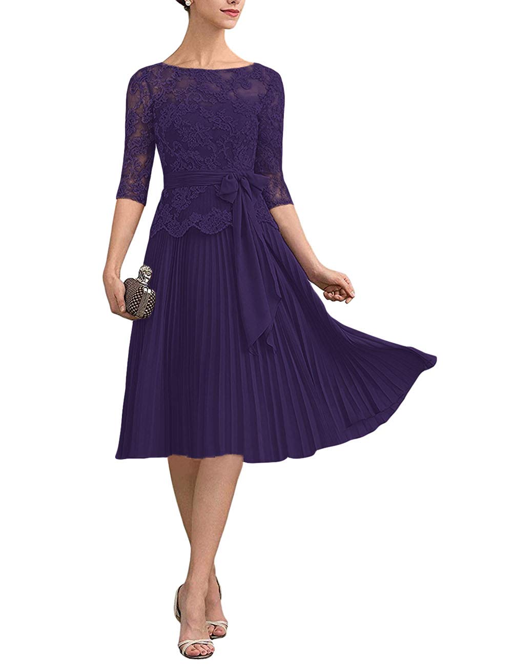 Elegant Short Sleeve Lace Applique Mother of The Bride Dress - Perfect for Weddings, Proms & Formal Occasions
