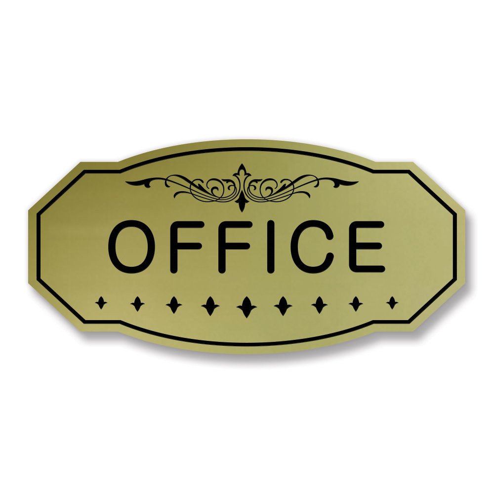Victorian Style Office Door Sign - Elegant Brushed Gold Wall Plaque (5