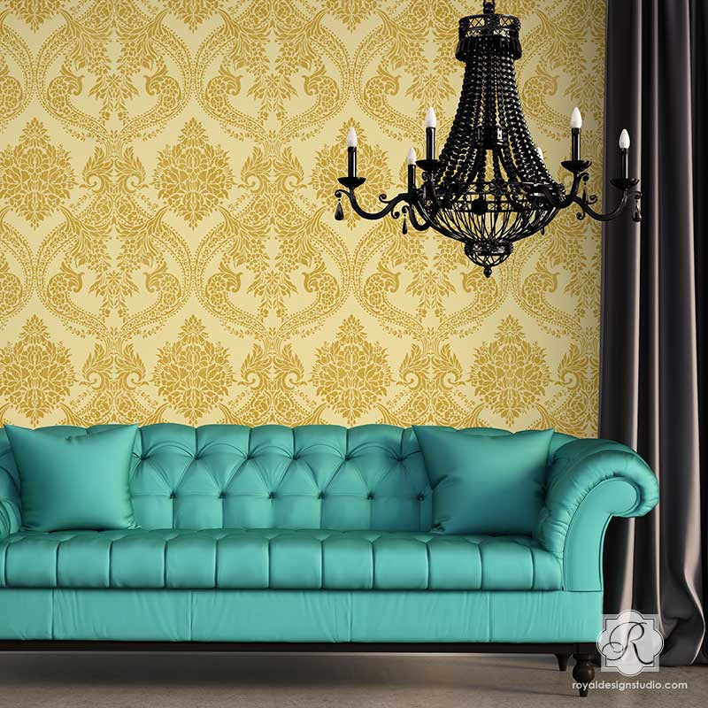 Majestic Medina Damask Wall Stencil - Reusable DIY Painting Template for Home Decor, Bedroom, Living Room, Accent Walls - Perfect for Wall Art, Murals, and Interior Design Projects