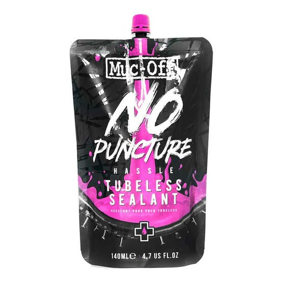 Muc Off No Puncture Hassle Tubeless Sealant Pouch 140ml - Premium Bike Tire Sealant for MTB, Road & Gravel Bikes - Prevents Flat Tires on Rough Terrains & Long Rides