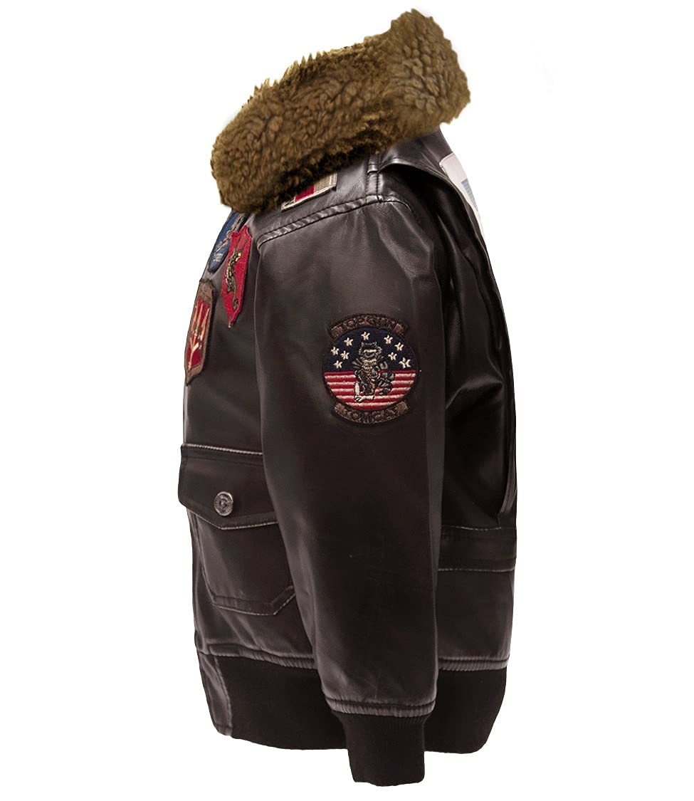 Top Gun® Kids Vegan Leather Aviator Jacket - Stylish & Comfortable Flight-Inspired Outerwear for Boys & Girls | Perfect for Halloween Costumes, Cosplay, and Everyday Wear
