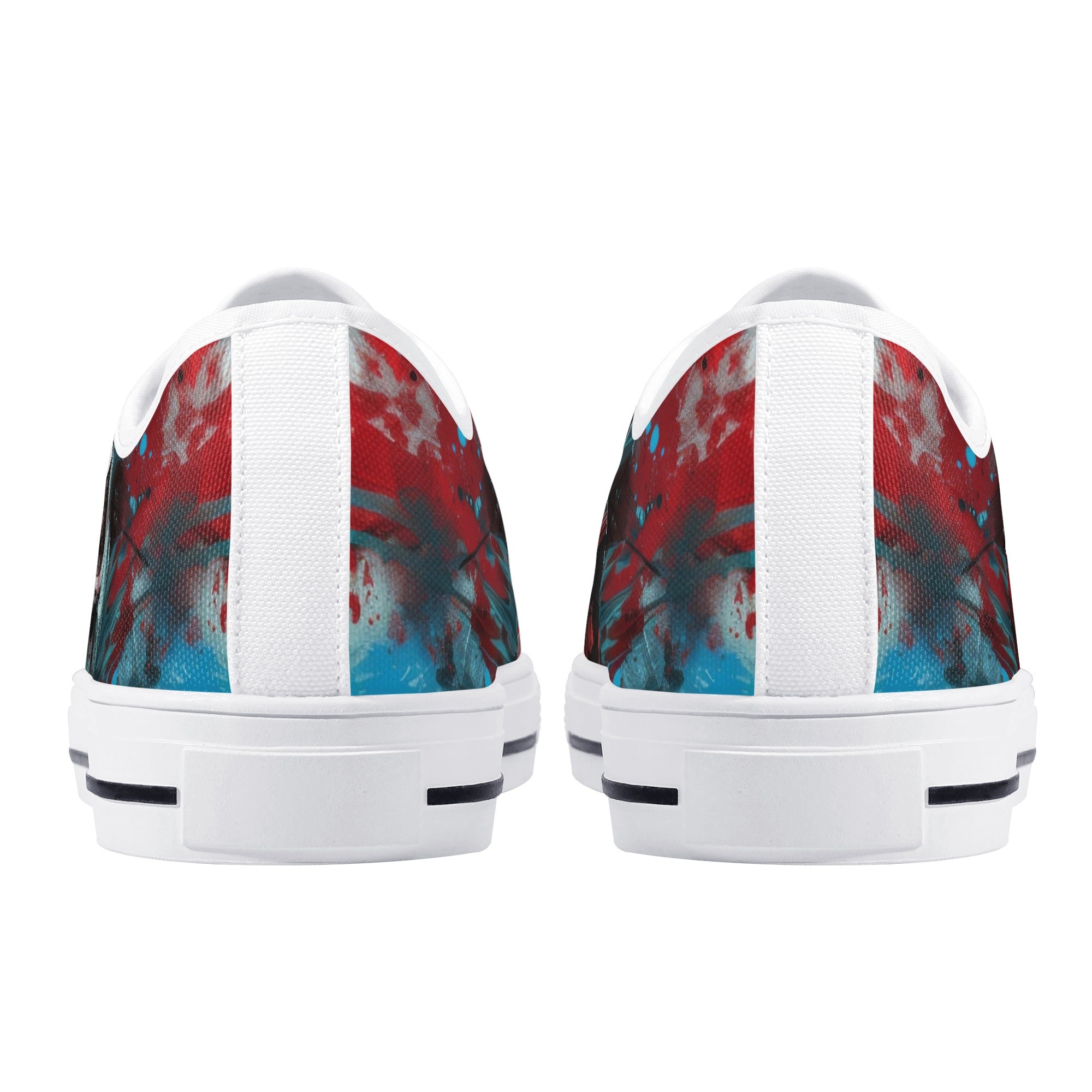 Men's Paint Splatter Skull Print Low Top Canvas Sneakers - Comfortable Rubber Sole Casual Shoes for Streetwear & Urban Fashion