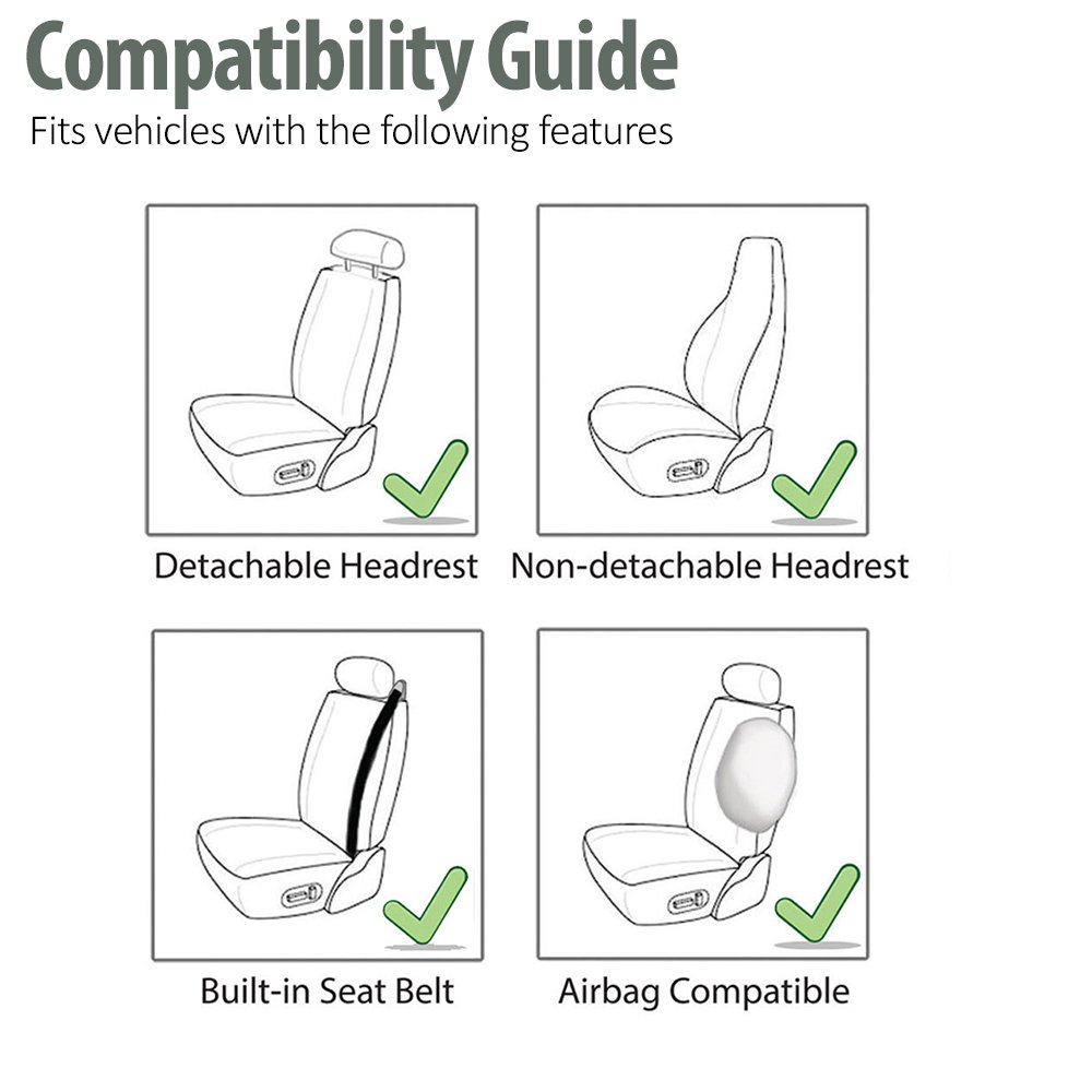 FH Group FH-FB302114 Universal Flat Cloth Car Seat Covers - Solid Black with F11306 Vinyl Floor Mats - Fits Most Cars, Trucks, SUVs & Vans | Perfect for Daily Commute, Road Trips & Vehicle Protection