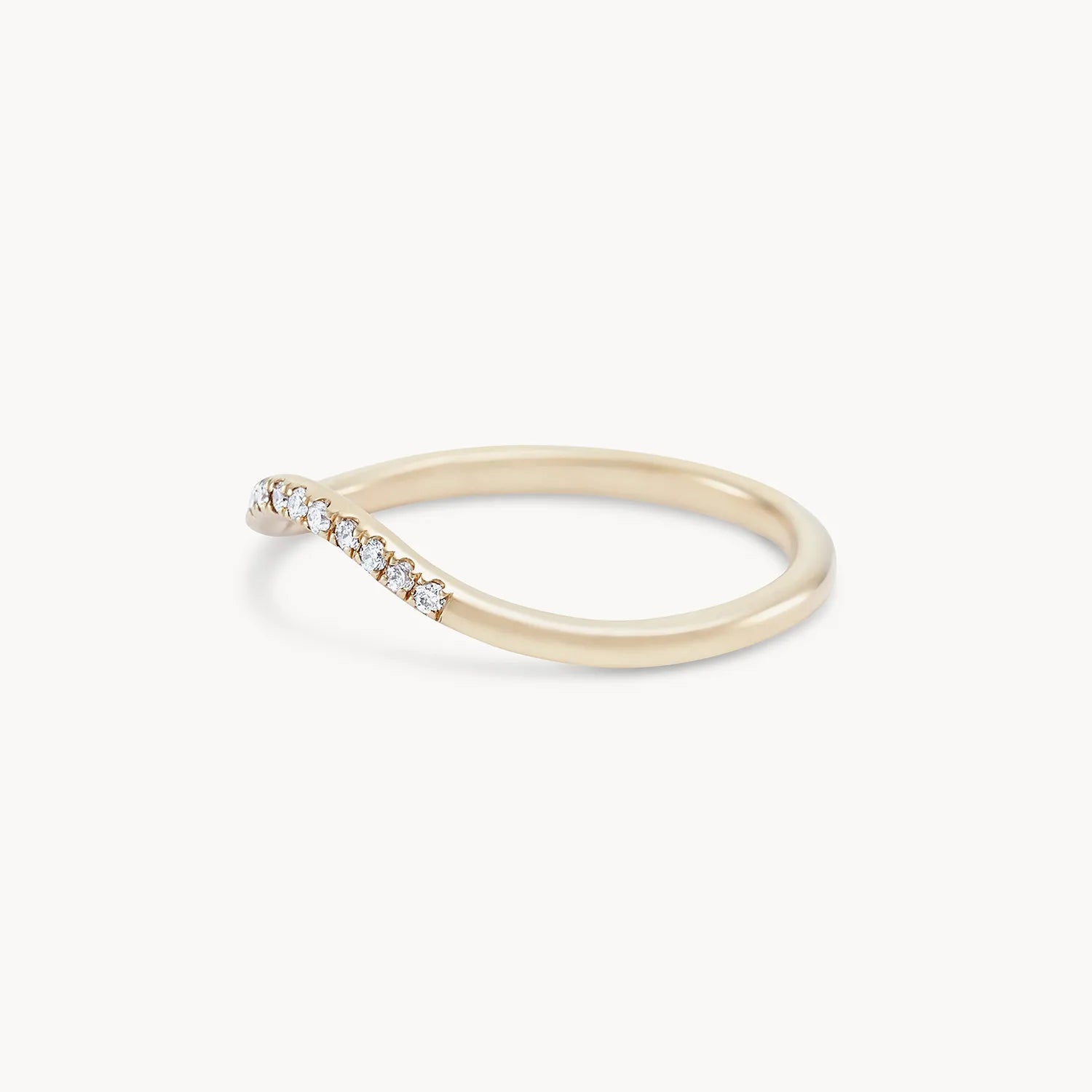 14K Yellow Gold Wave Eternity Ring with White Diamonds - Elegant Stackable Wedding Band for Women, Perfect for Anniversaries, Engagements & Everyday Wear