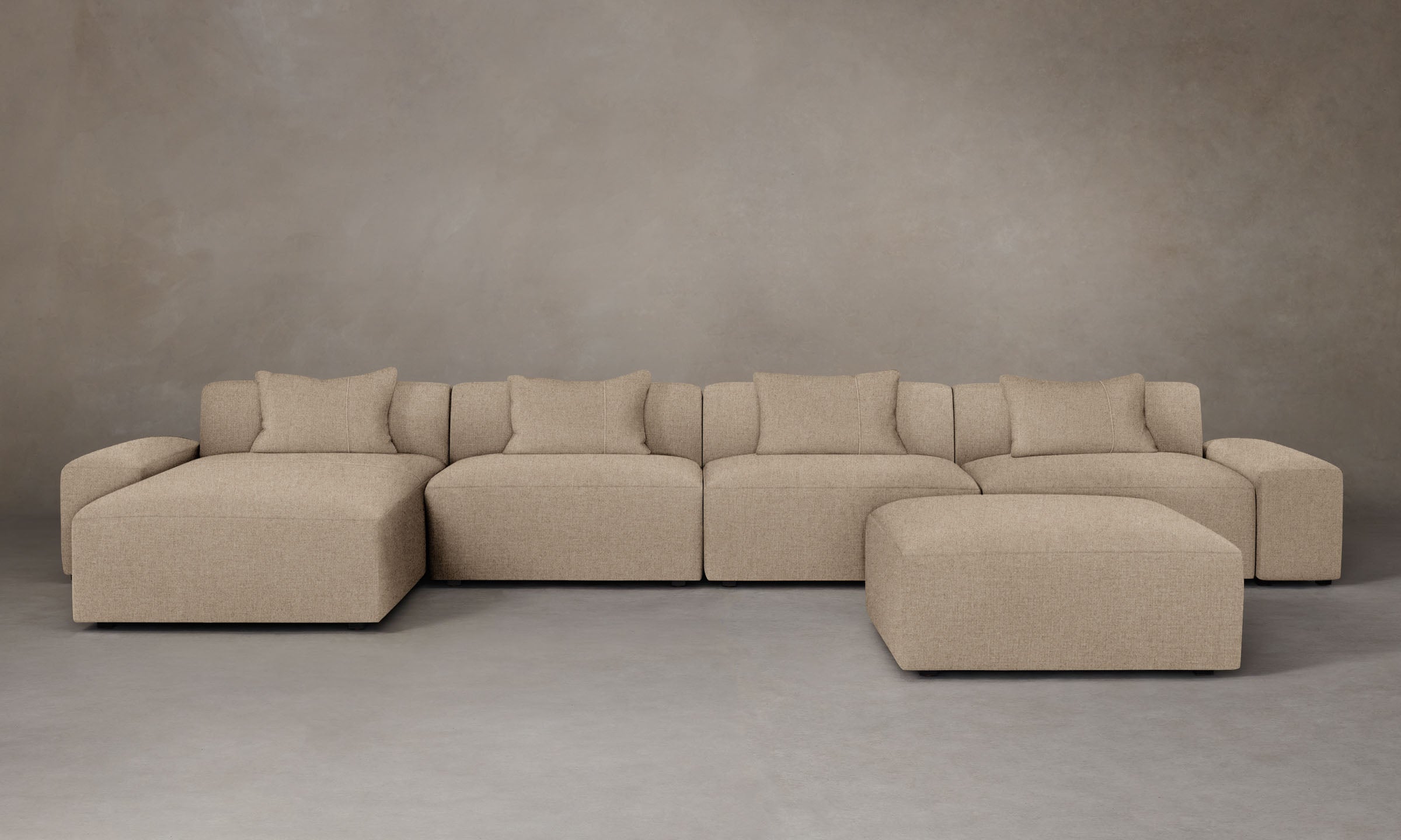 Premium Breuer Modular Sectional Sofa - Italian Brushed Wool Fabric Upholstery - Perfect for Living Room, Lounge & Home Theater Comfort