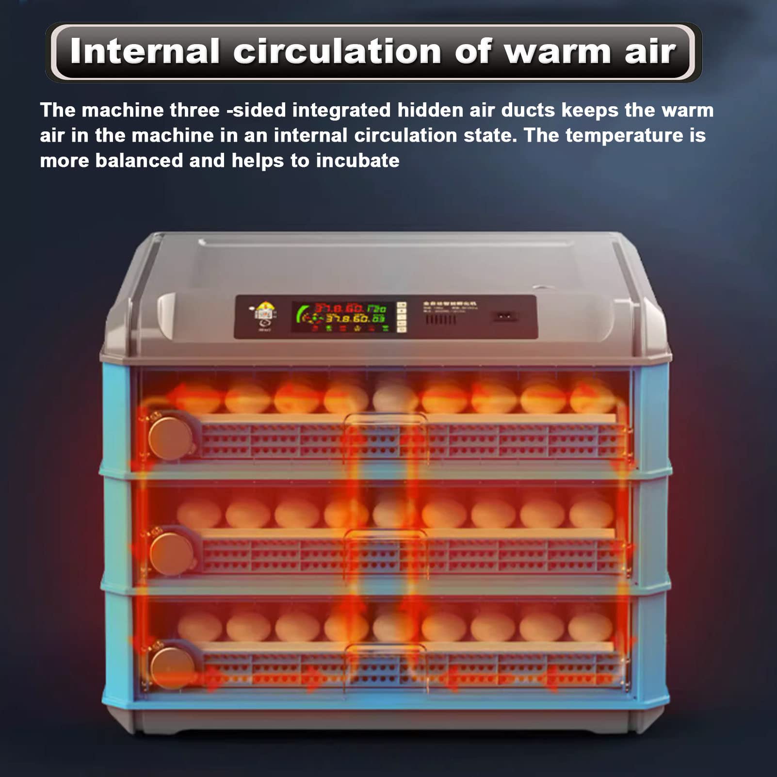 Automatic Egg Incubator for Chickens Ducks Birds - 192/256/500 Egg Capacity Poultry Hatcher with Temperature & Humidity Control, LED Display & Auto Turning - Perfect for Home Farms, Hatching Projects & Poultry Breeding