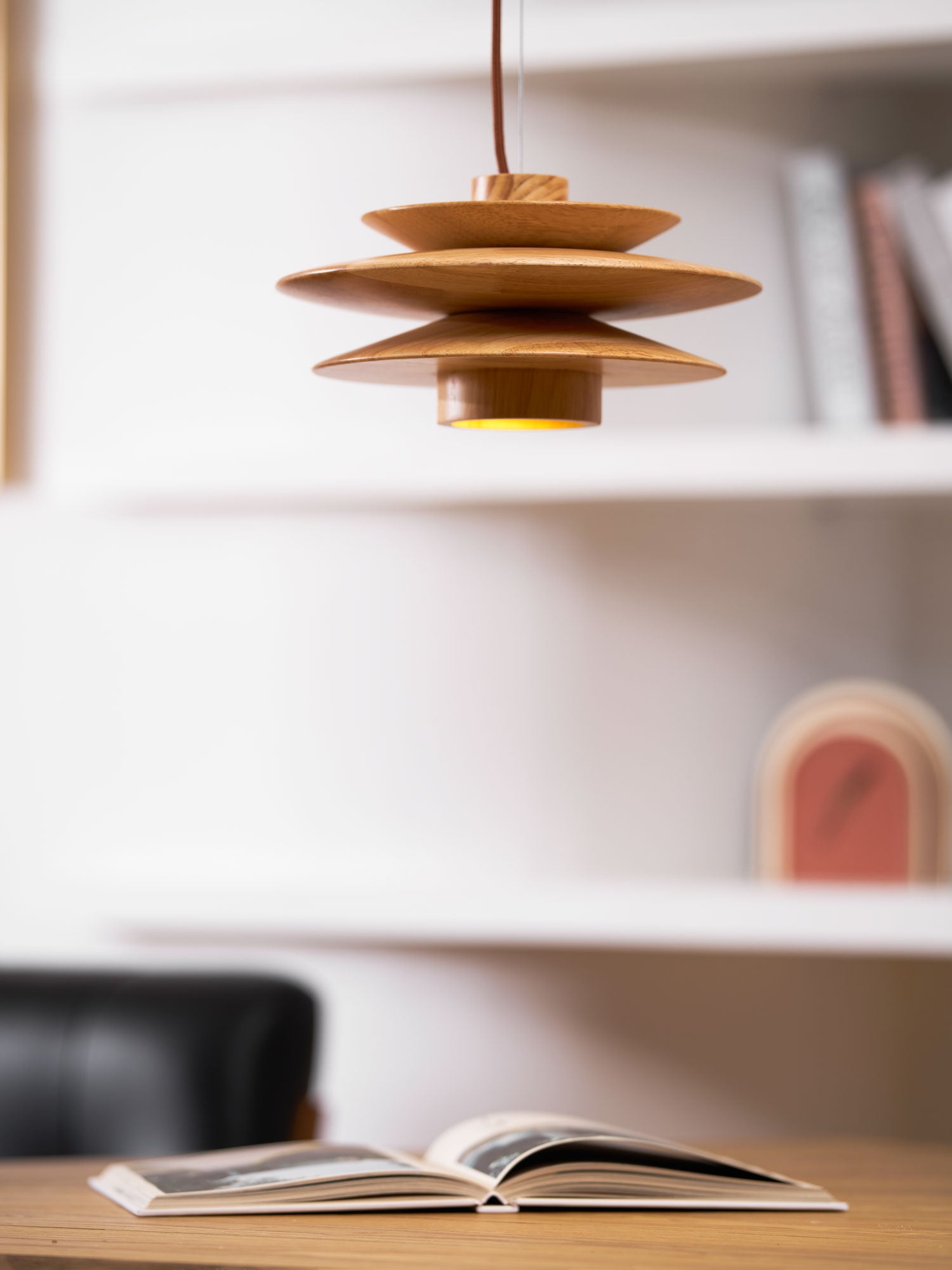Handmade Cascade Wooden Disc Pendant Light - Natural Boho Ceiling Fixture for Dining Room, Bedroom & Living Room Decor