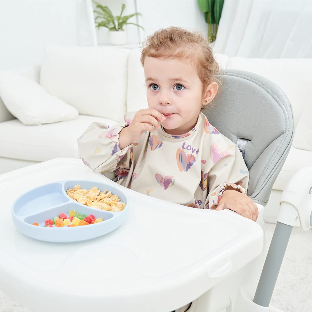GZMM Waterproof Baby Bibs - Long Sleeve Feeding Bib with Food Catcher for Infants & Toddlers | Easy to Clean & Washable | Perfect for Messy Mealtime & Baby-Led Weaning