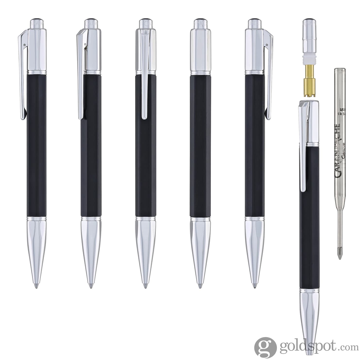 Luxury Caran d'Ache Varius Ebony Wood Ballpoint Pen with Silver Plated & Rhodium Coating - Premium Writing Instrument for Business Professionals, Gifts & Collectors