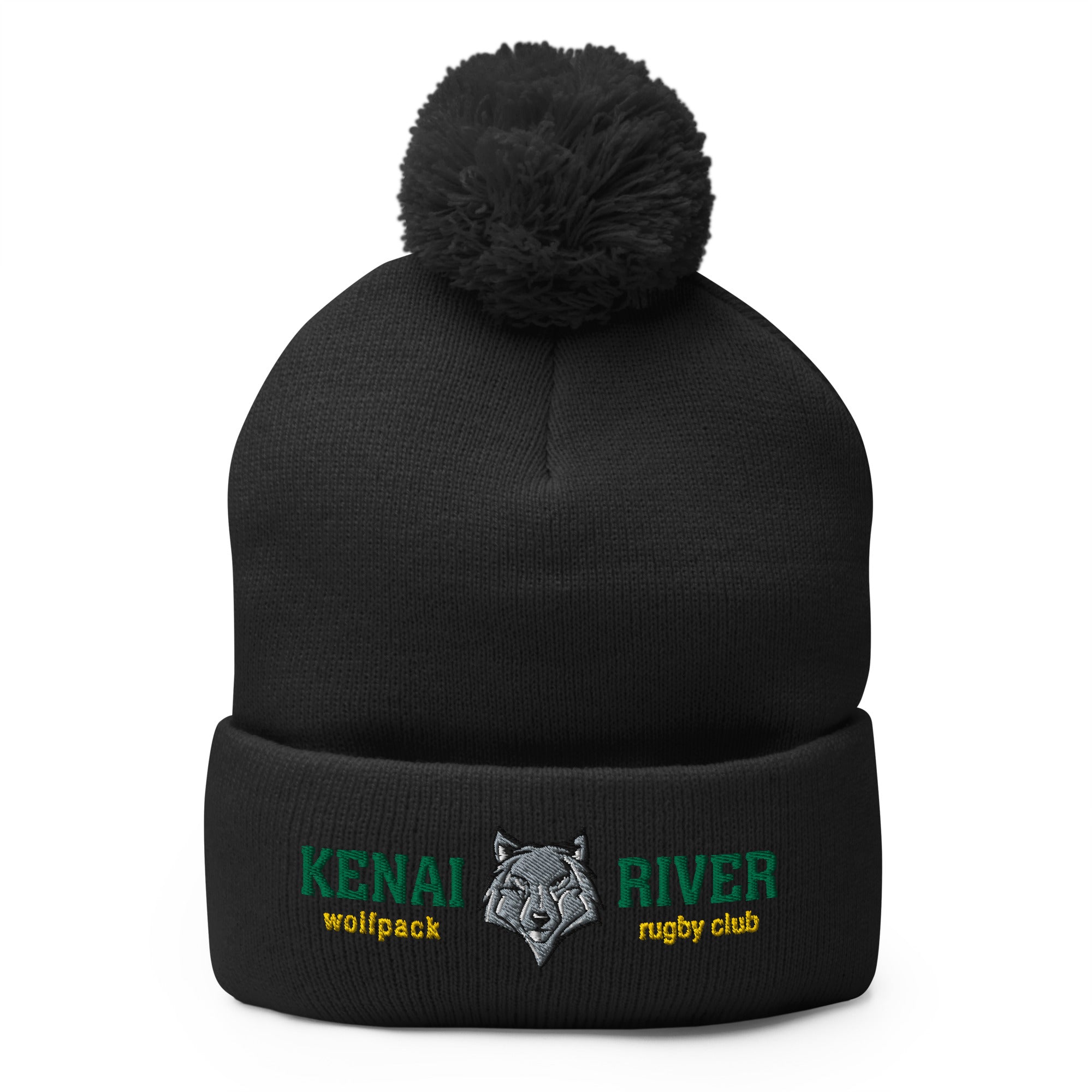 Kenai River RFC Pom Beanie - Warm Winter Hat for Men & Women - Soft Knit Cuffed Beanie with Faux Fur Pom - Perfect for Skiing, Snowboarding & Outdoor Activities