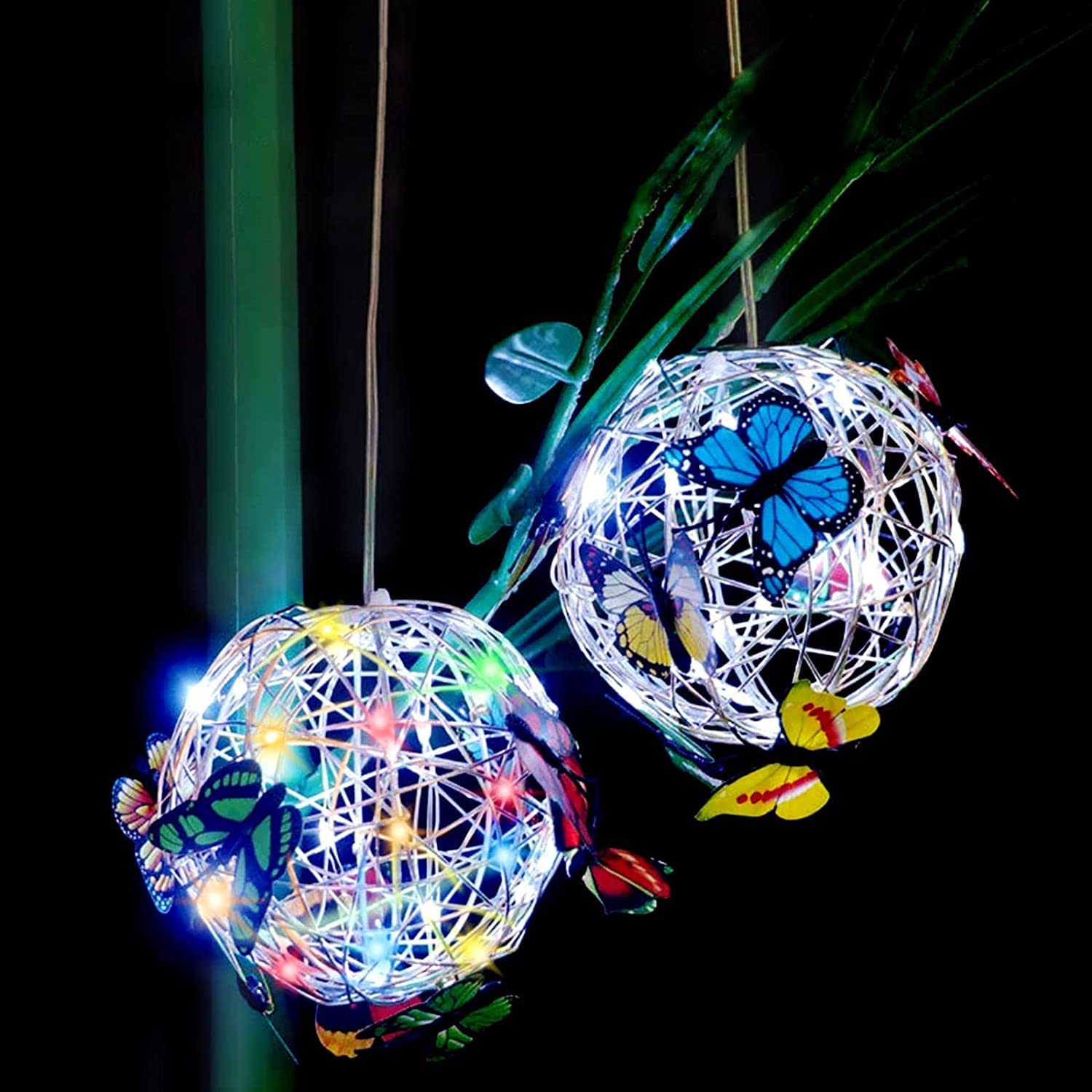 2022 Butterfly Solar Outdoor Decorative Lights - Waterproof LED Solar Lantern for Garden, Walkway, Lawn, Yard, Patio & Porch - Metal Hanging Solar Lights for Outdoor Decor (1pc) - Perfect for Backyard Parties, Wedding Decorations & Pathway Lighting