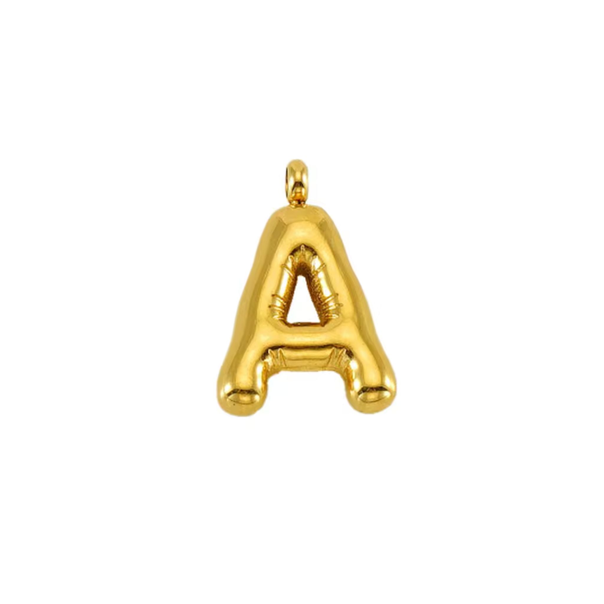 Puffy Gold Letter Pendant Necklace - 14K Gold Plated Initial Charm Jewelry for Women - Perfect for Gifts, Birthdays & Everyday Elegance