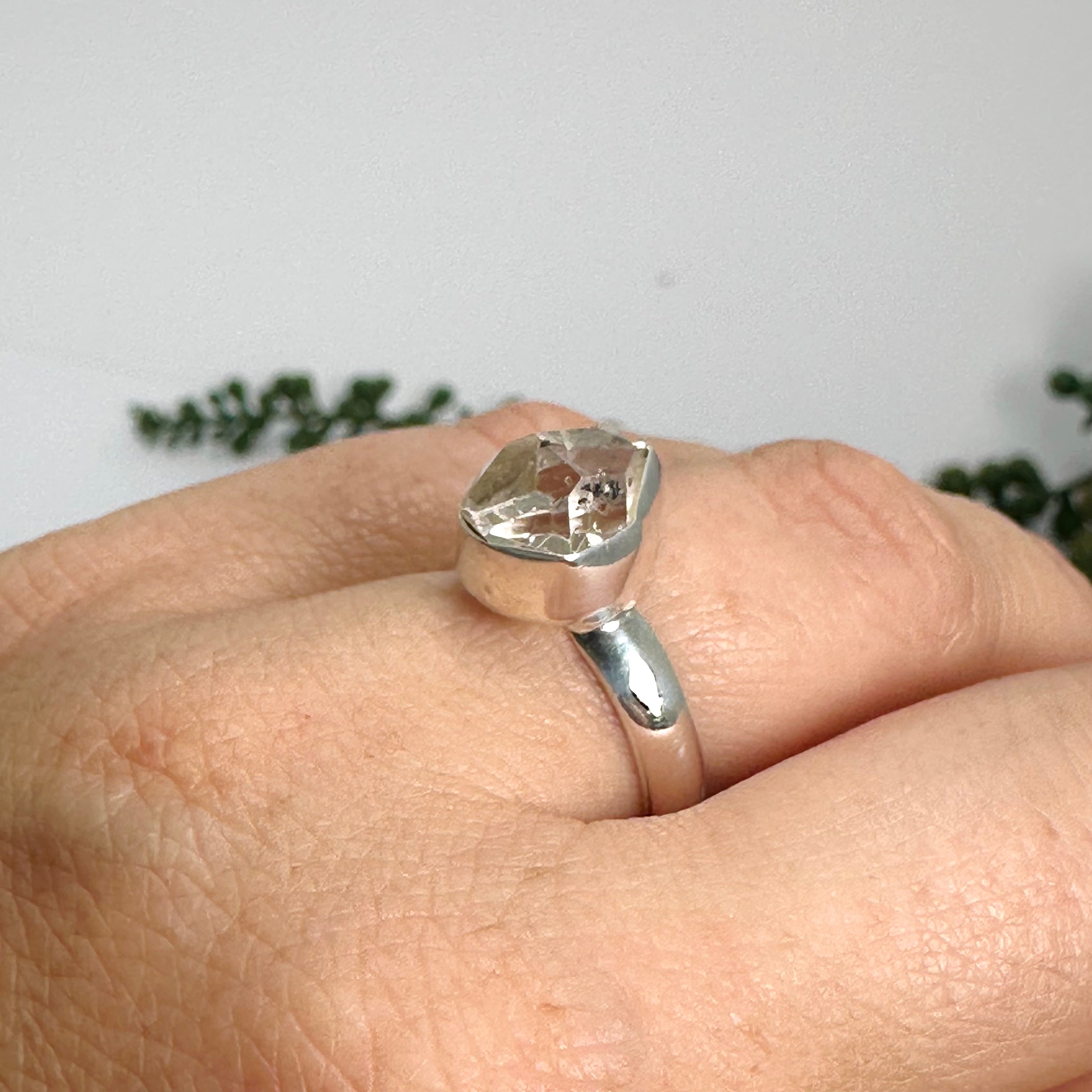 Natural Diamond Quartz Raw Stone Ring Size 6.5 PRGJ778 - Perfect for Boho Jewelry, Wedding Bands & Unique Fashion Accessories