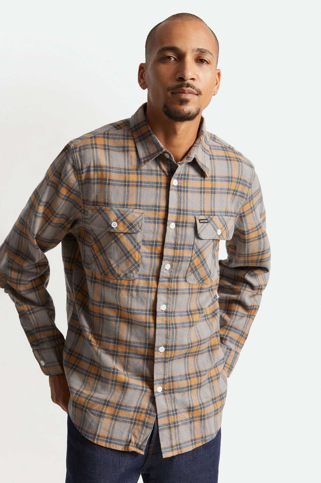 Bowery Stretch Long Sleeve Crossover Flannel Shirt - Heather Grey | Comfortable & Stylish for Casual Wear & Outdoor Activities