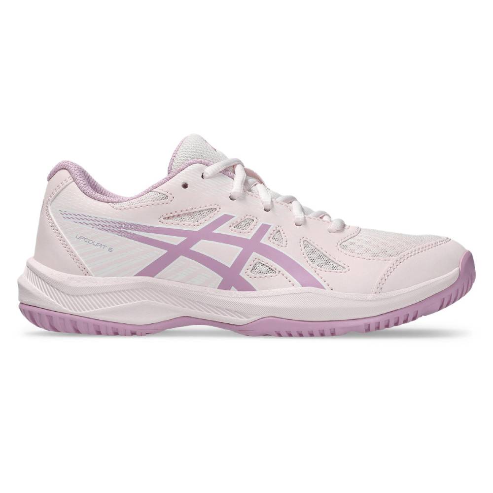 ASICS Upcourt 6 GS Junior Indoor Court Shoes for Girls - Pale Pink/Light Ube | Volleyball, Badminton & Indoor Sports Sneakers for Kids