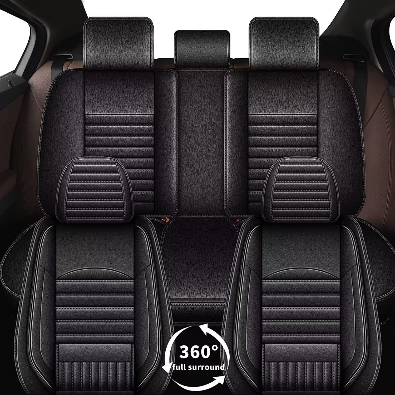 TTX LIGHTING Waterproof Faux Leather Car Seat Covers Full Set (5 Seats) - Compatible with Mitsubishi Lancer 2012-2017 Models | Airbag Safe | Black | Perfect for Daily Commuting, Road Trips & Protecting Your Car Seats