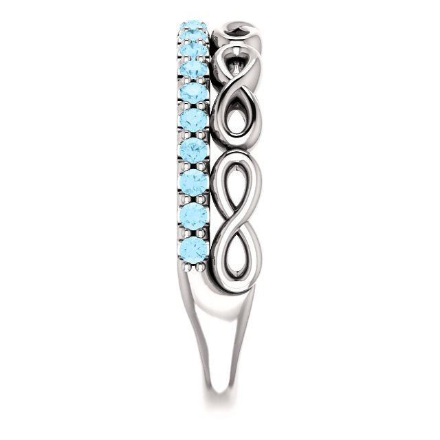 14K Gold 0.35 CTW Aquamarine Infinity Stackable Ring for Women - Dainty Elegant Jewelry Gift for Anniversary, Birthday & Everyday Wear