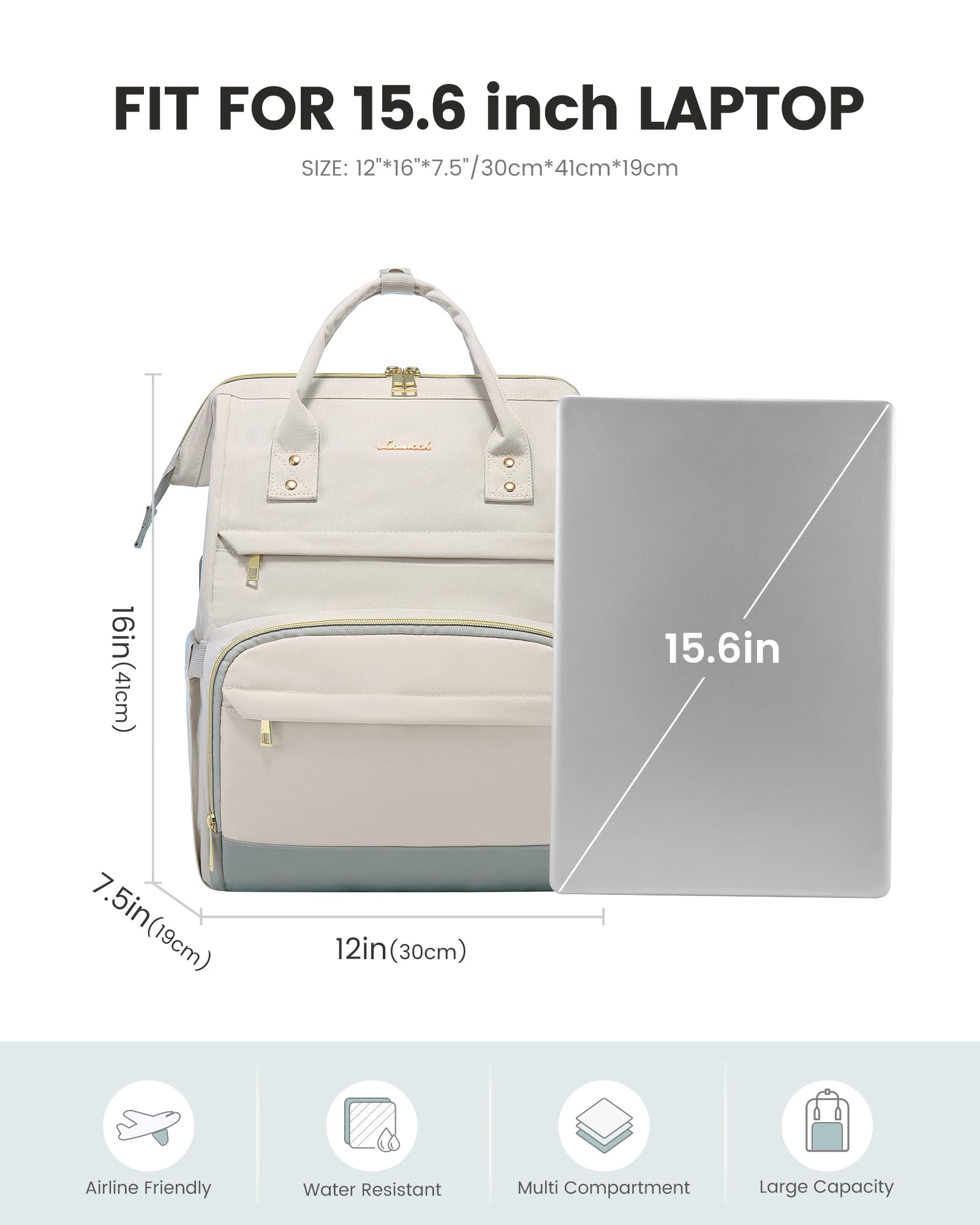 LOVEVOOK Women's Laptop Backpack - Large Capacity 15.6 Inch Travel Backpack with USB Charging Port - Airline Approved Work Bag for College, Nurse, Teacher - Perfect for Business Trips, Commuting & Daily Use