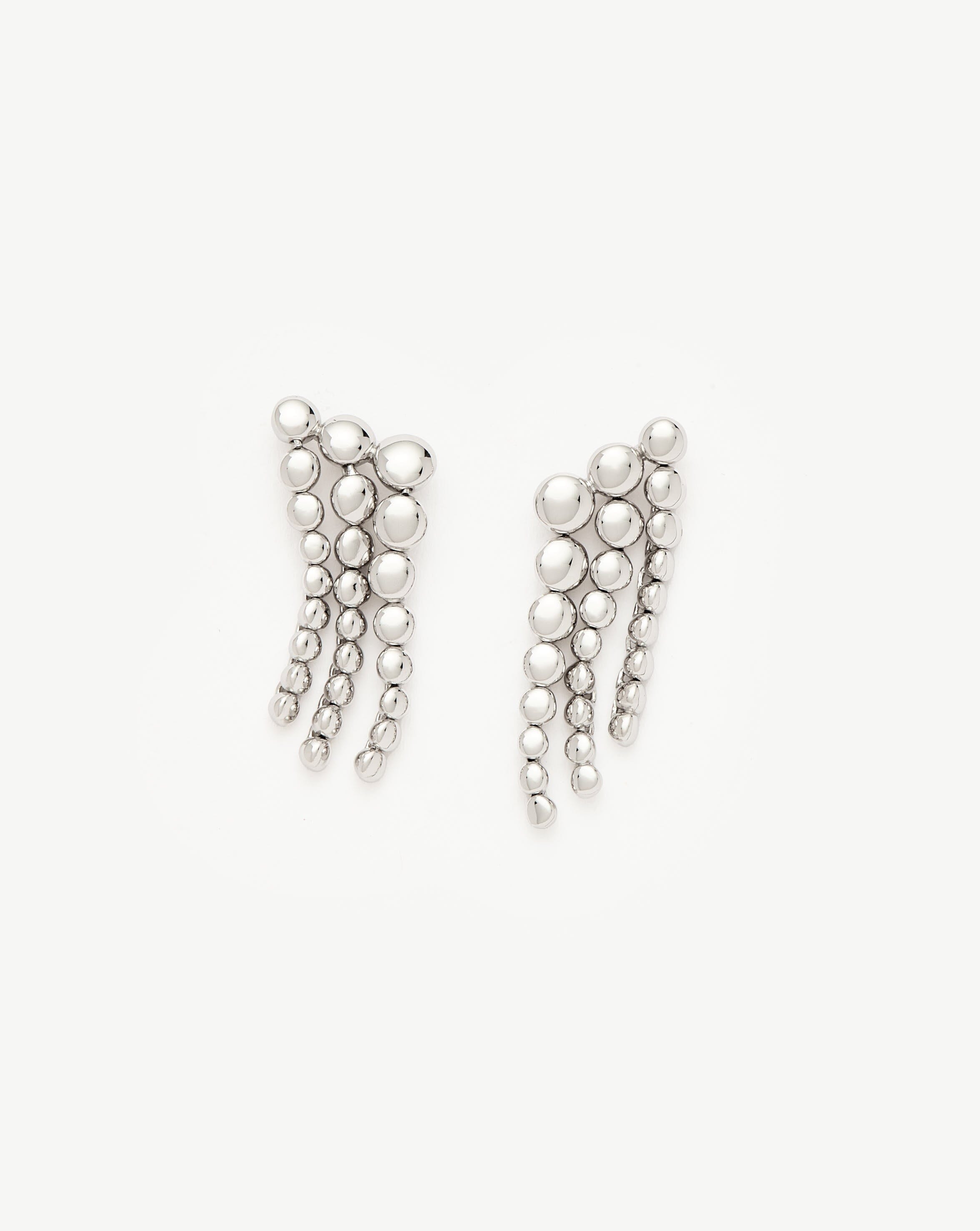 Sterling Silver Beaded Waterfall Drop Earrings for Women - Elegant Dangling Jewelry for Parties, Weddings & Special Occasions