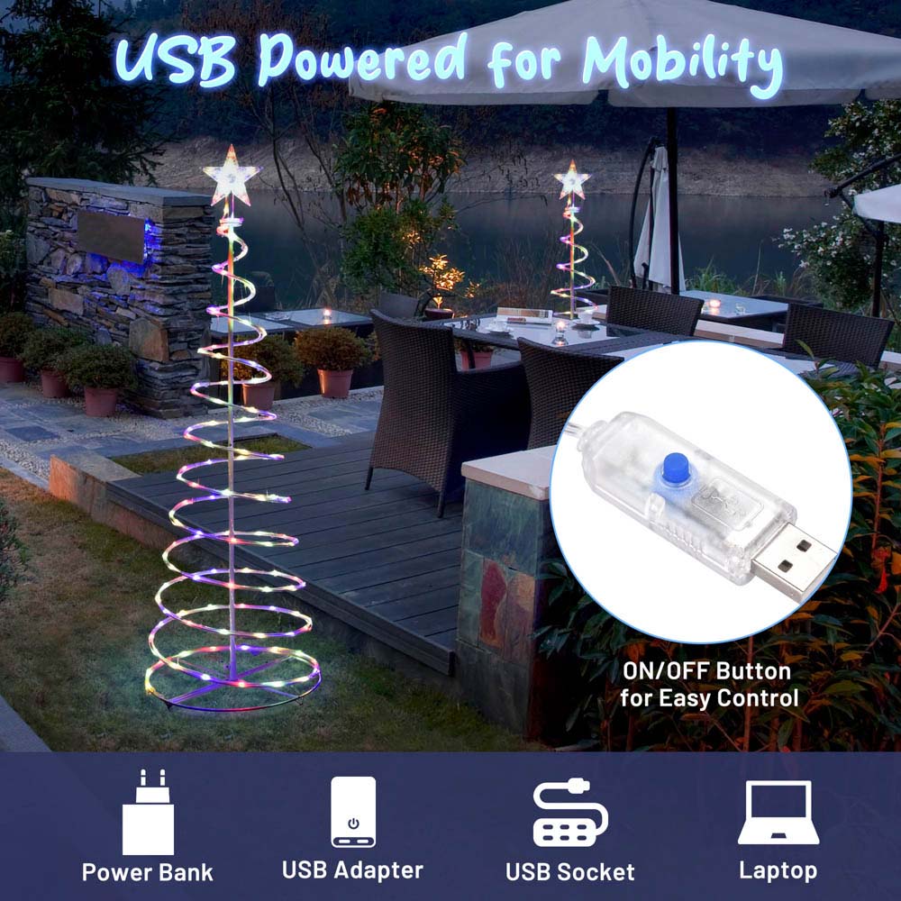5ft LED Spiral Christmas Tree - USB Powered Holiday Decor for Home, Office & Party | TheLAShop