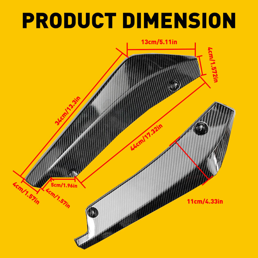 Universal Auto Carbon Fiber Rear Bumper Diffuser Splitter Canards Lip Spoiler 2pcs - High Performance Car Body Kit for Sports & Luxury Vehicles - Perfect for Racing, Car Shows & Street Style Enhancement