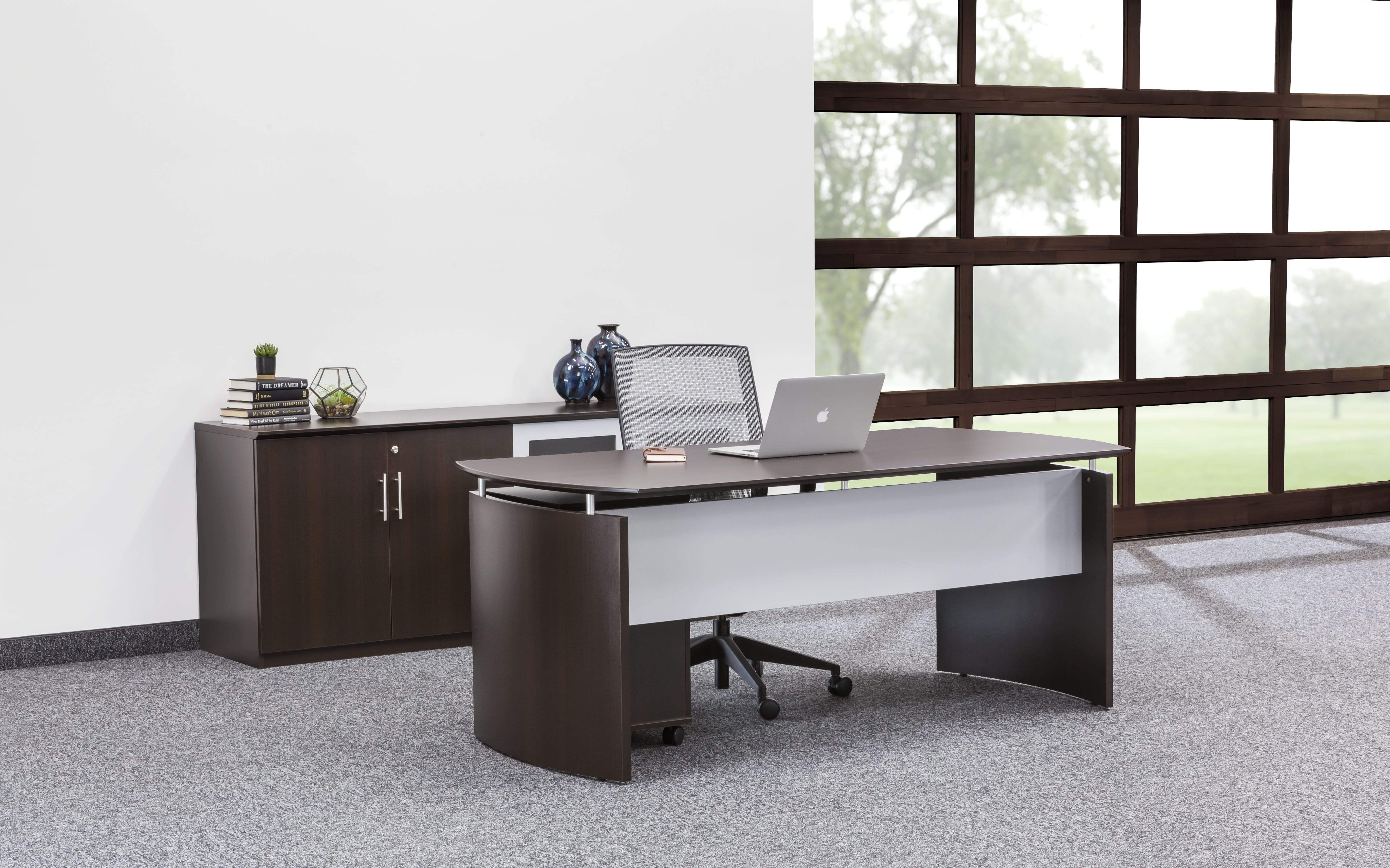 Safco Mayline Medina Low Wall Cabinet with Wood & Glass Doors - MVLC - Perfect for Office Storage, Home Organization & Workspace Decor