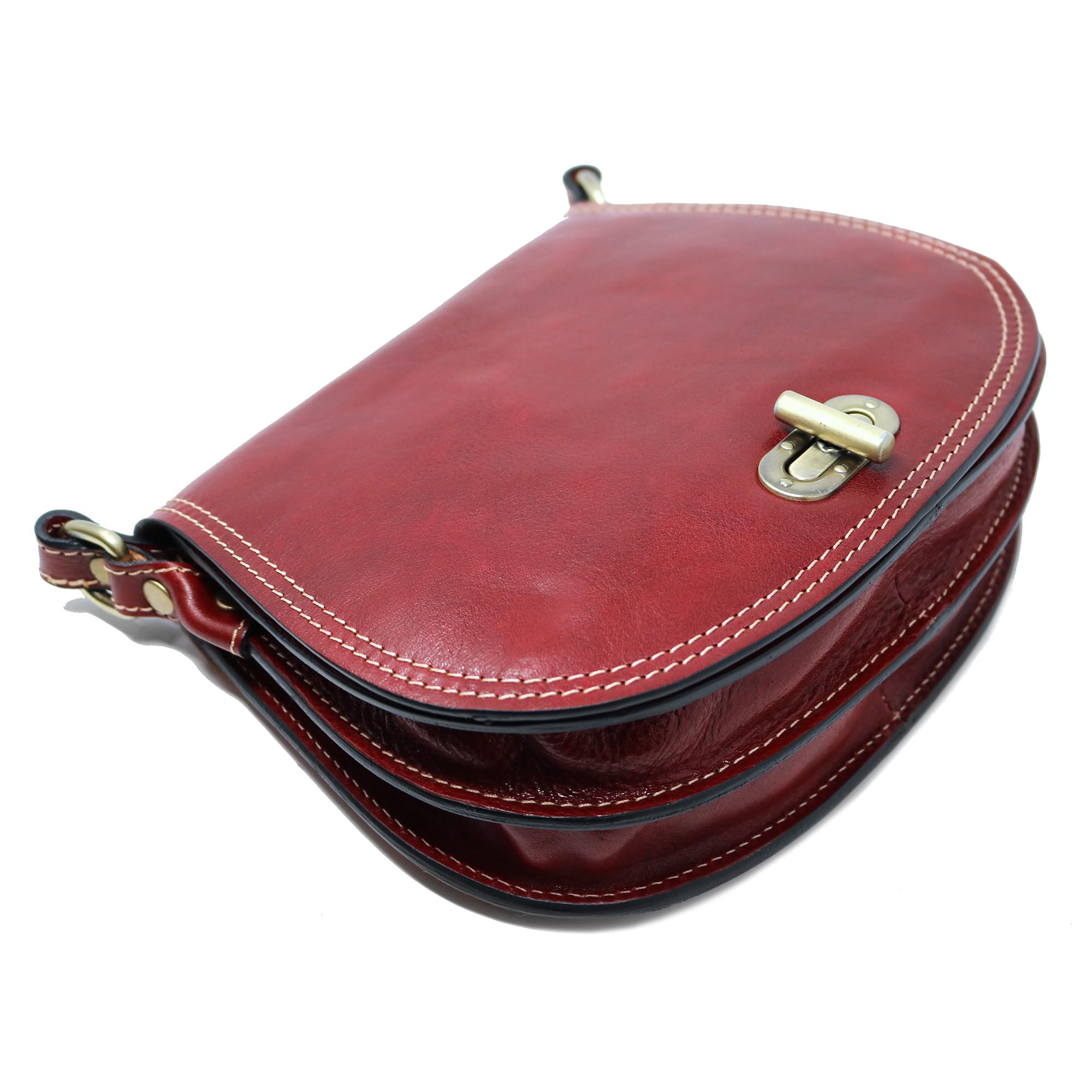 Floto Firenze Women's Genuine Leather Saddle Bag - Vintage Crossbody Shoulder Handbag Purse for Everyday Use, Travel & Date Night