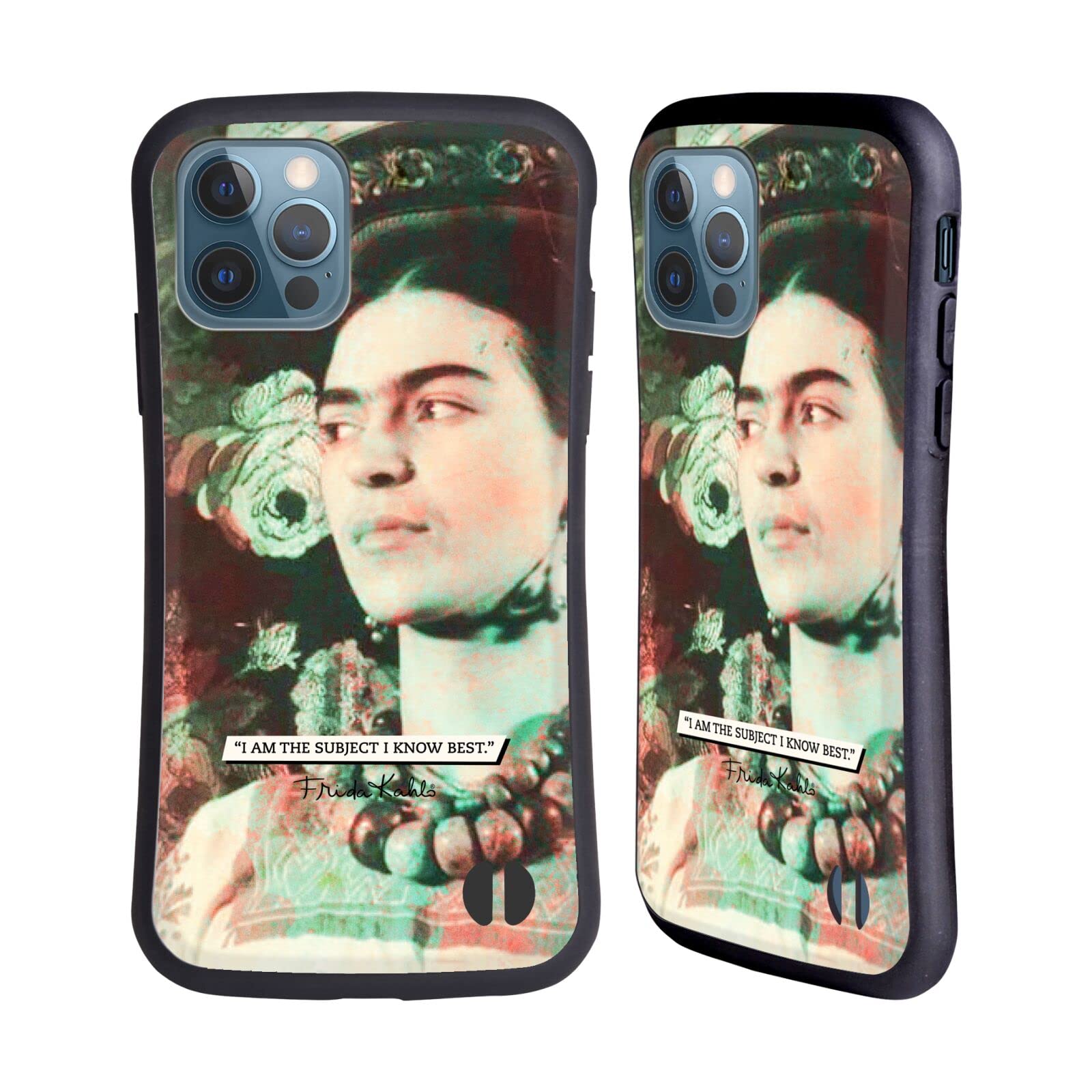 Officially Licensed Frida Kahlo Muse Portrait & Quote Hybrid Case for Apple iPhone 12/12 Pro - Durable Protective Phone Cover with Artistic Design for Everyday Use, Travel & Gift Giving