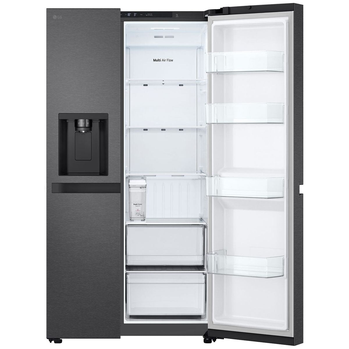 LG 625L Side by Side Refrigerator with Non-Plumbed Ice and Water Dispenser - Matte Black (GS-N599MBL) - Perfect for Modern Kitchens and Large Families