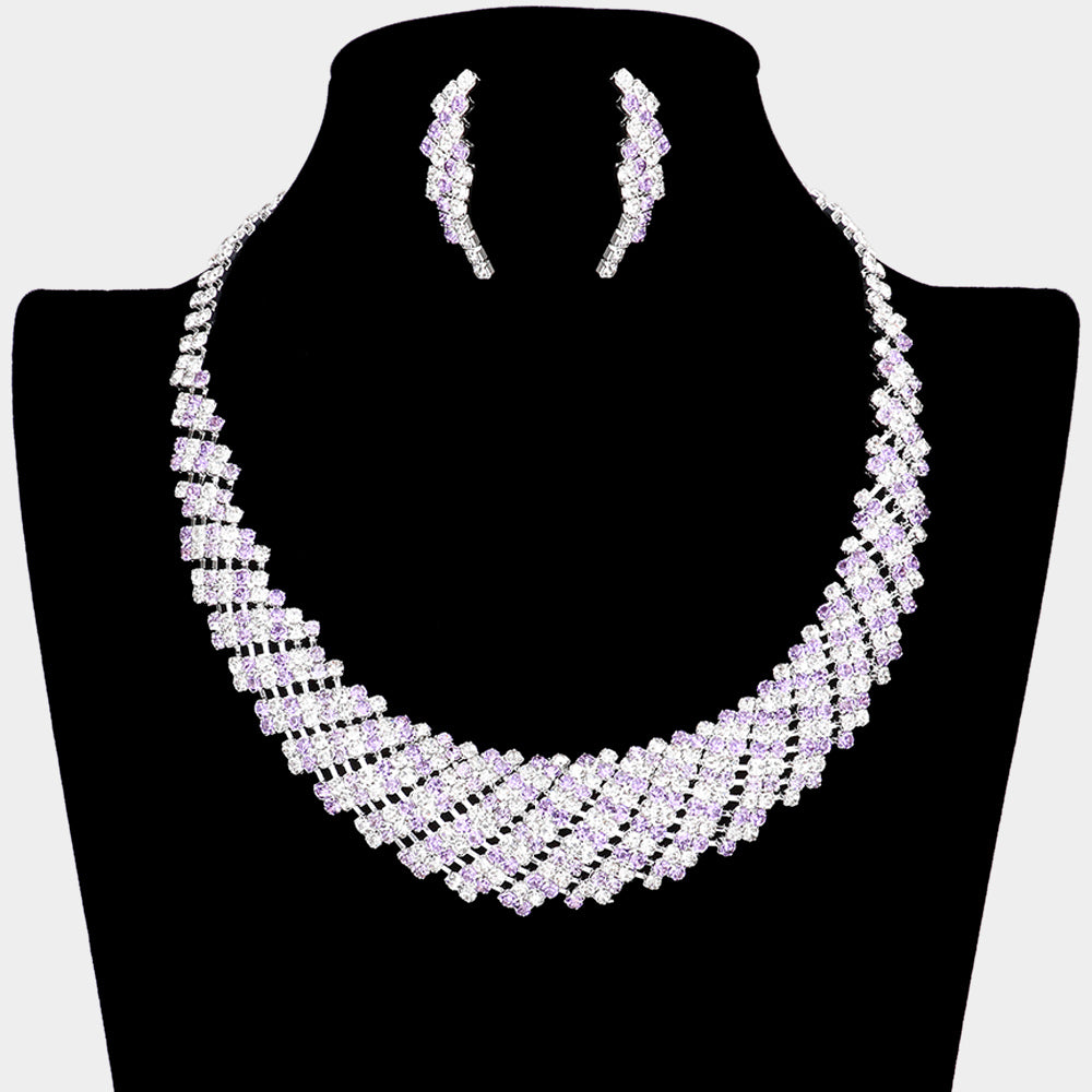 Elegant Amethyst Rhinestone Round Collar Pageant Necklace | Prom Jewelry for Women | Perfect for Pageants, Prom Nights & Formal Events | 598235
