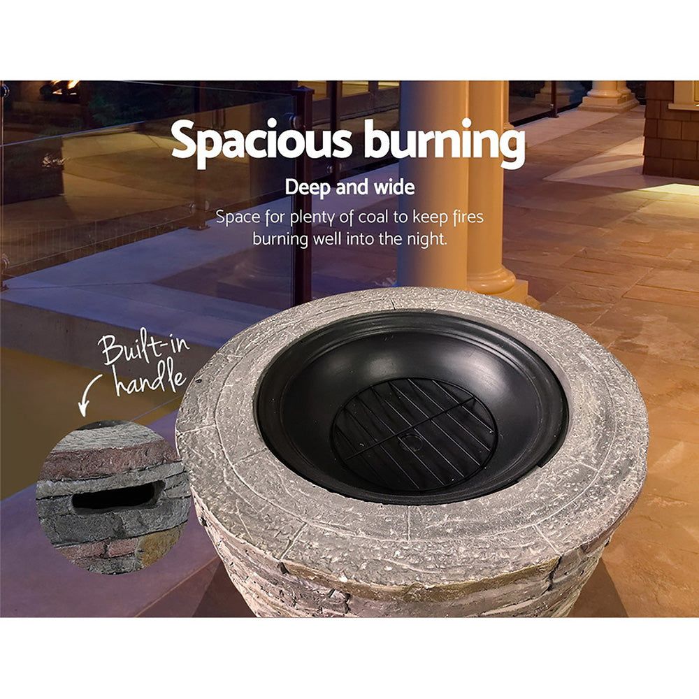 Premium Grillz Fire Pit Table - Outdoor Round Fireplace for Patio, Backyard & Garden - Perfect for Camping, BBQ & Relaxing Evenings